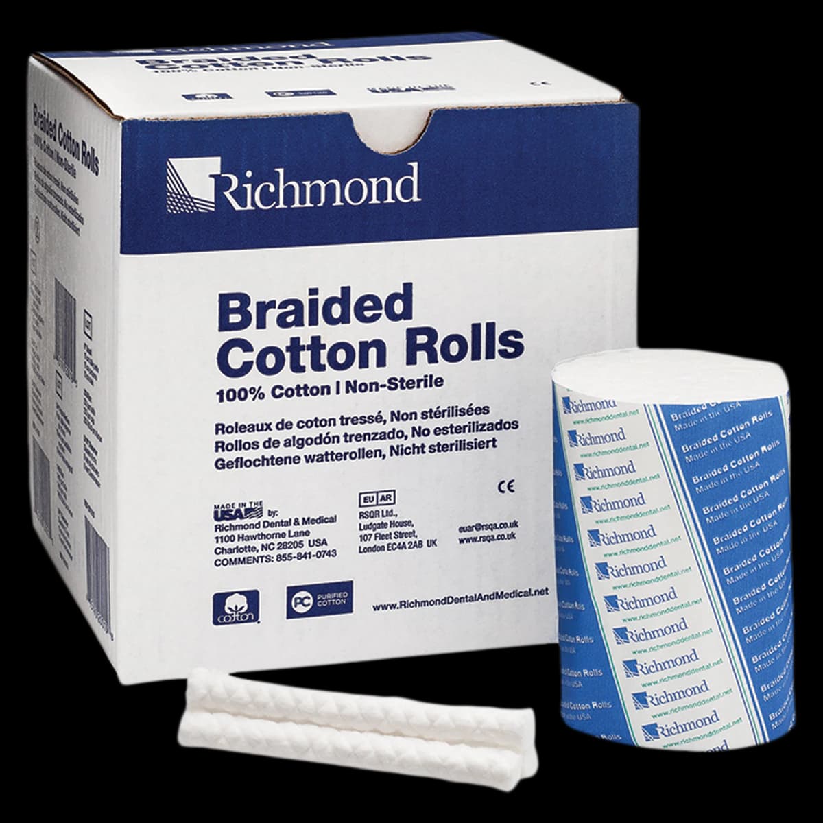 Richmond Braided Cotton Rolls, Medium (3/8"), Junior Pack, 1 1/2", Non-Sterile, 2000/Pk, 200204 thumbnail 3