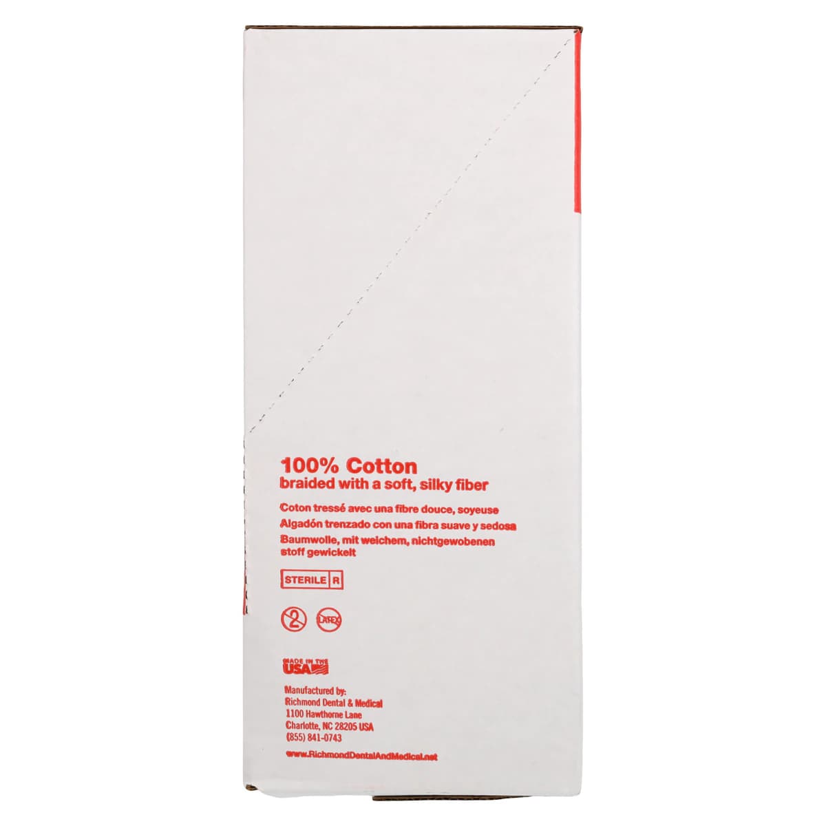 Richmond Braided Cotton Rolls, Sterile, Medium, 3/8" x 1 1/2", 2000/Box, 200206 thumbnail 3