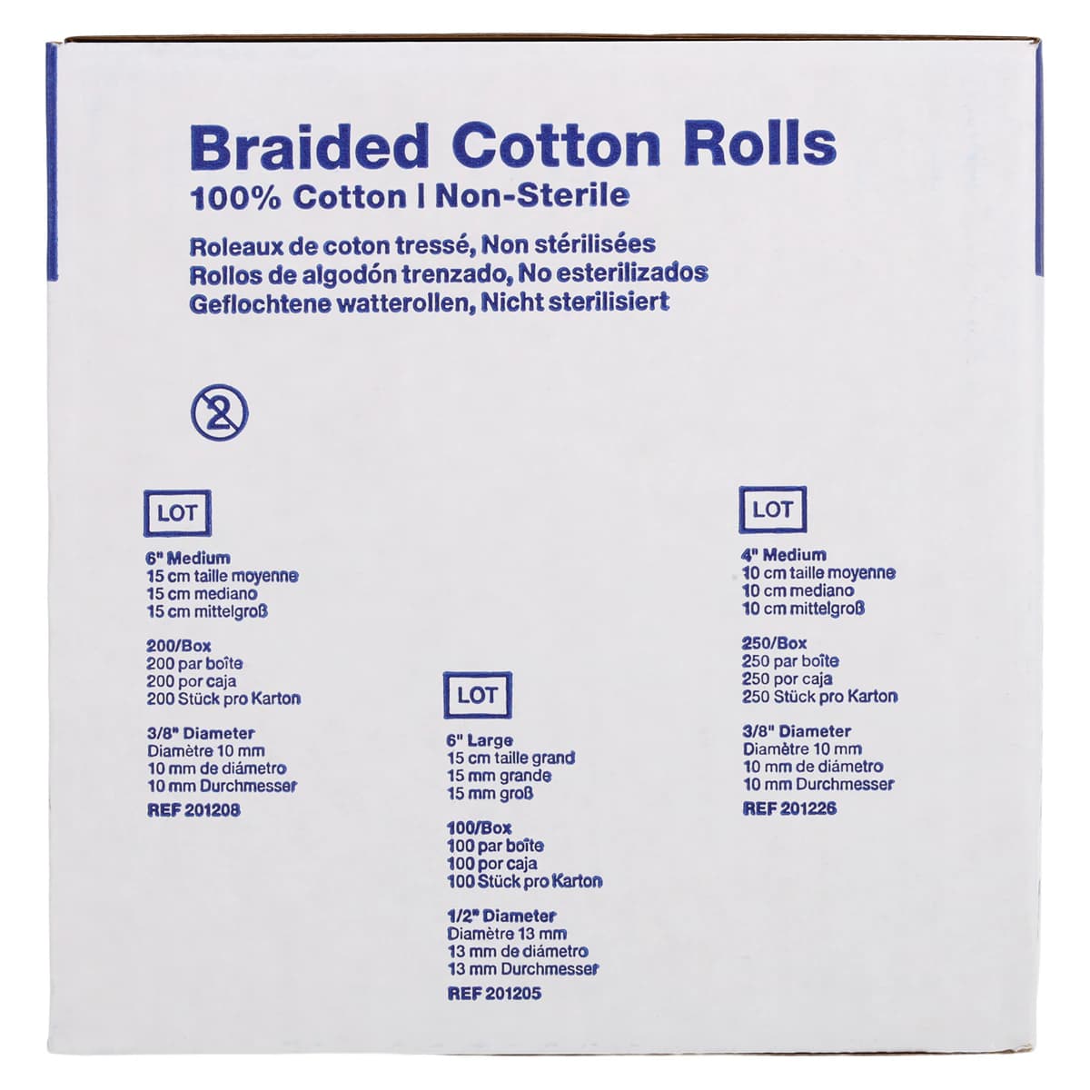 Richmond Braided Cotton Rolls, Non-Sterile, Small Pedo, 5/16" x 3/4", 1400/Pk, 201219 thumbnail 4
