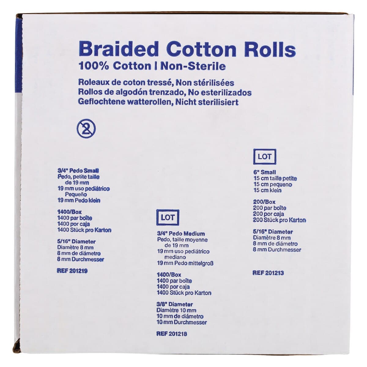 Richmond Braided Cotton Rolls, Non-Sterile, Small Pedo, 5/16" x 3/4", 1400/Pk, 201219 thumbnail 5