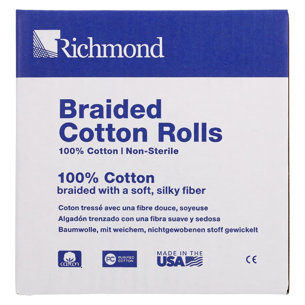 Richmond Braided Cotton Rolls, Non-Sterile, Small Pedo, 5/16" x 3/4", 1400/Pk, 201219 thumbnail 6