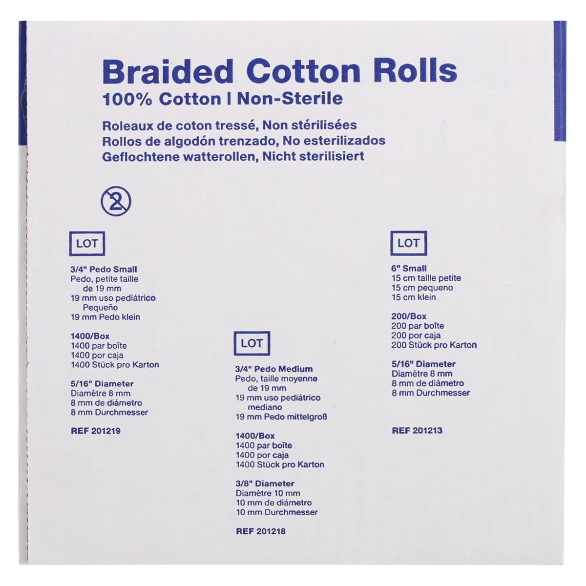 Richmond Braided Cotton Rolls, Medium, 3/8" x 4", Non-Sterile, 250/Box, 201226 thumbnail 7