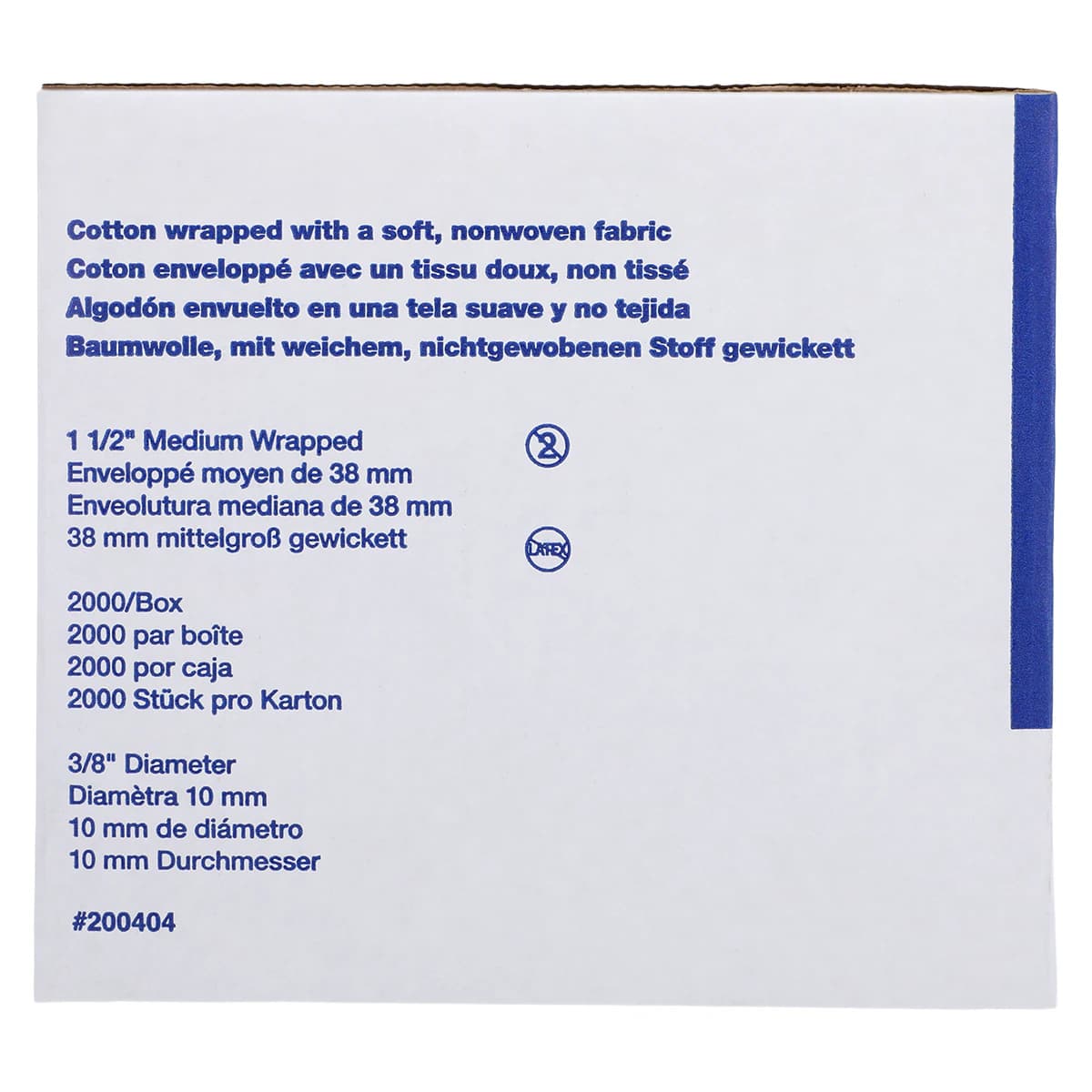 Richmond Wrapped Cotton Rolls, #2 Medium, 1-1/2" x 3/8", Non-Sterile, 2000/Box, 200404 thumbnail 5