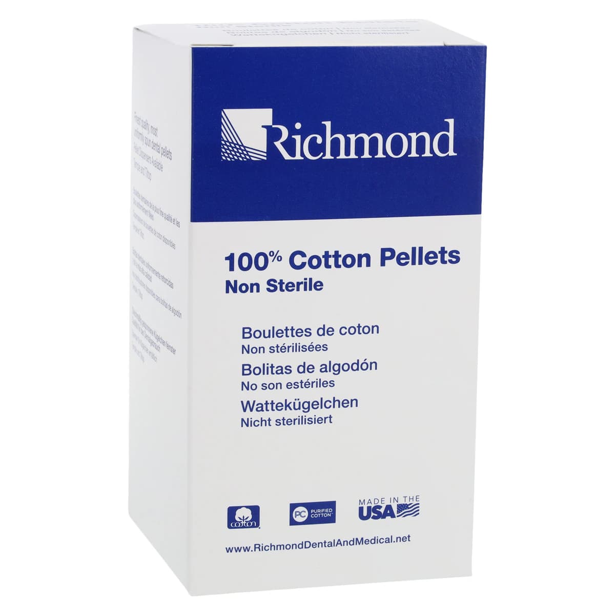 Richmond Dental Cotton Pellets, Size 2, 7/32" Diameter, 100% Cotton, Non-Sterile, 2550/Box, 100107 - Cotton Pellets, # 2, 7/32", 2550/Pk, 100107 - Image 1