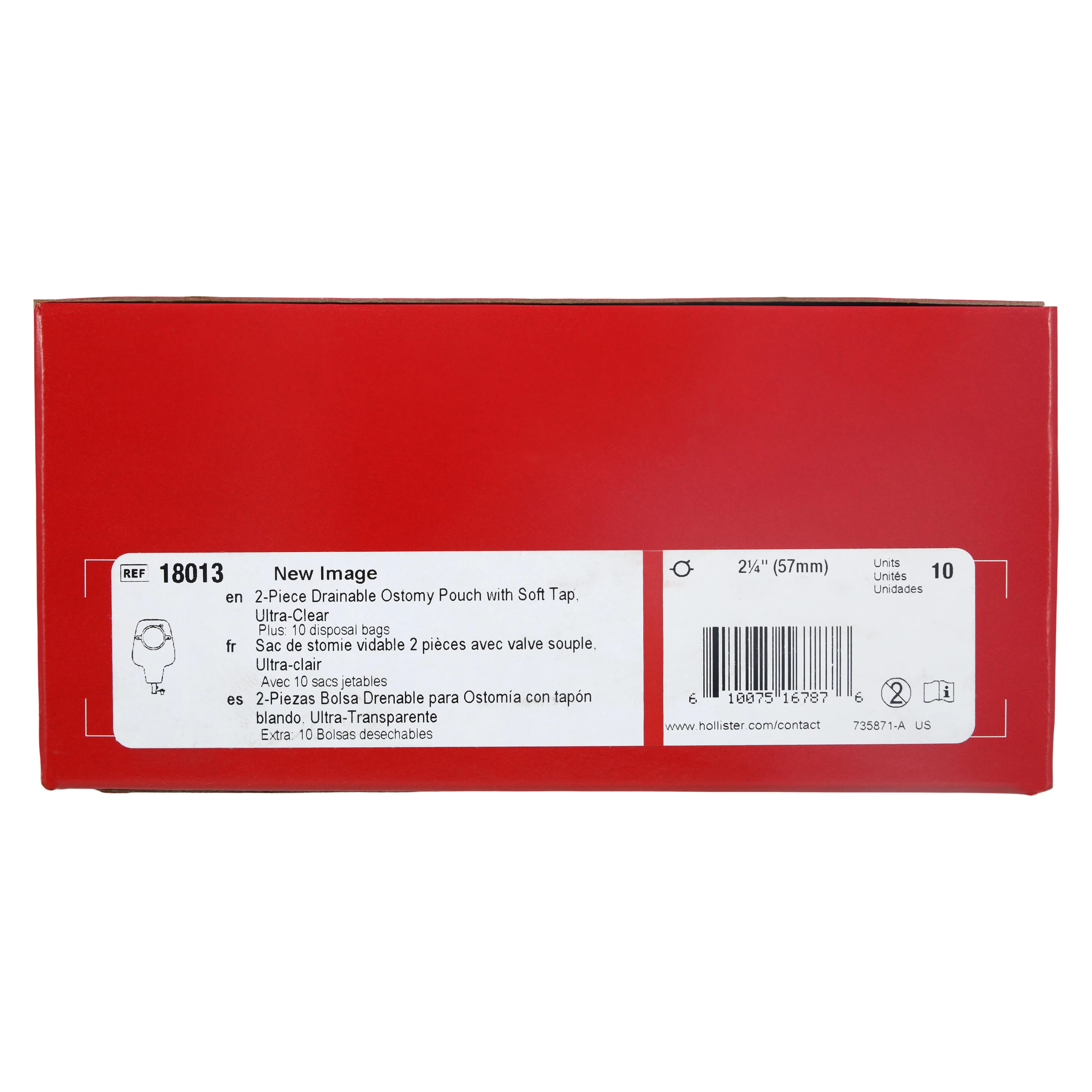 Hollister New Image 2-Piece Drainable Ostomy Pouch, Ultra-Clear/Red, 12" Length, High Output thumbnail 4