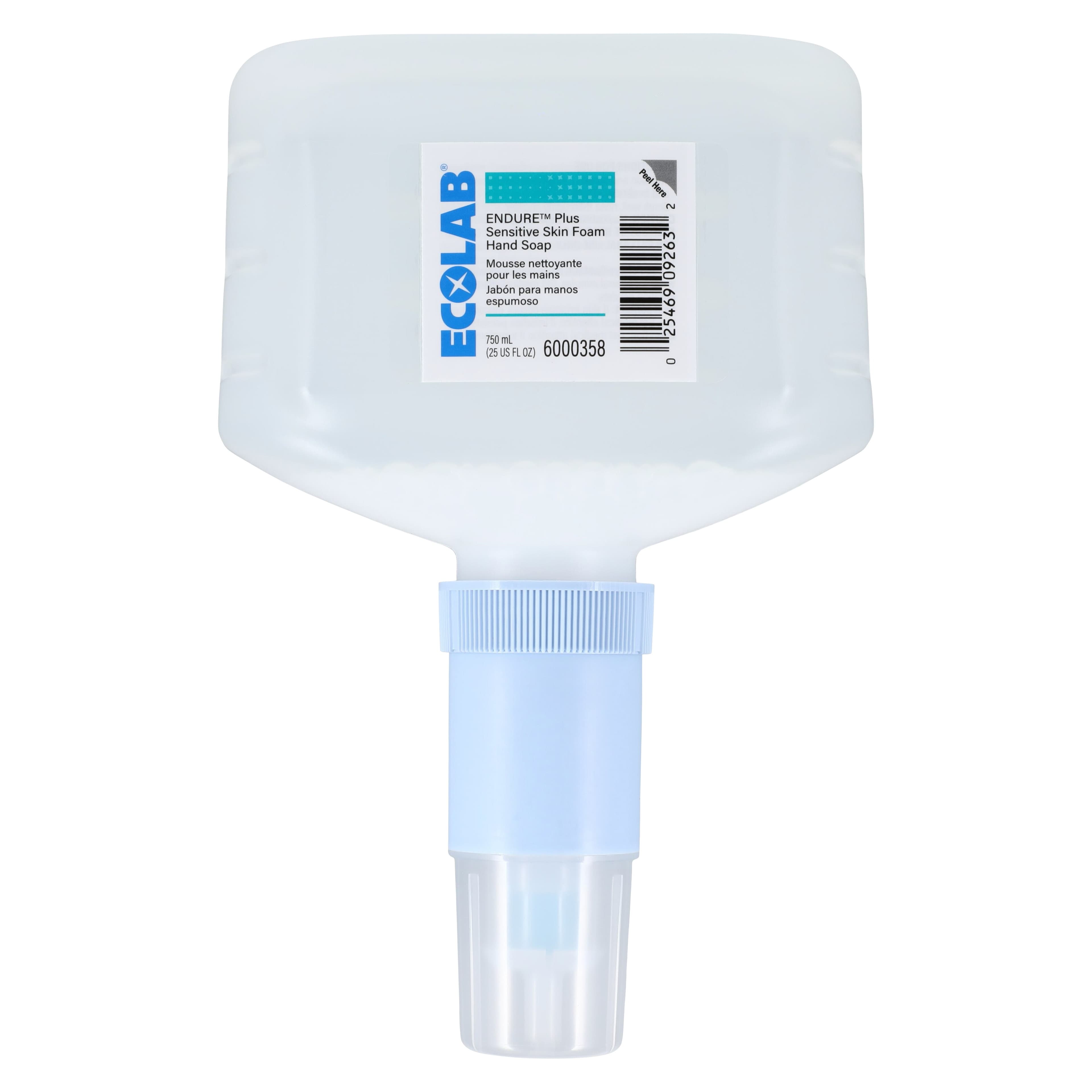 Ecolabs Endure Plus Foam Hand Soap, Sensitive Skin, Fragrance Free, 750 mL Refill Bottle, 6/Case thumbnail 2