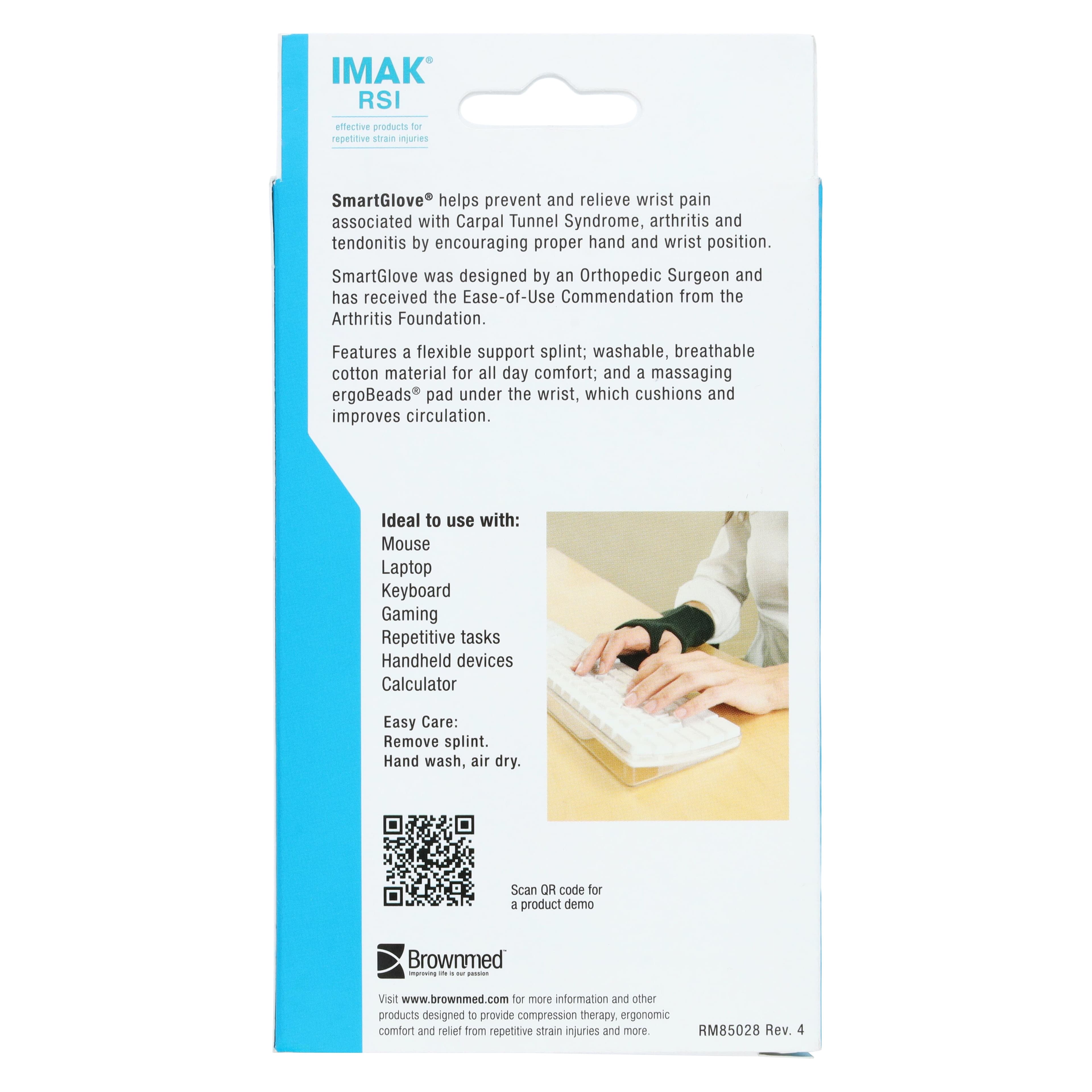 IMAK SmartGlove Wrist Brace with Ergobeads, Size Small, 8.25 cm, Brownmed thumbnail 7
