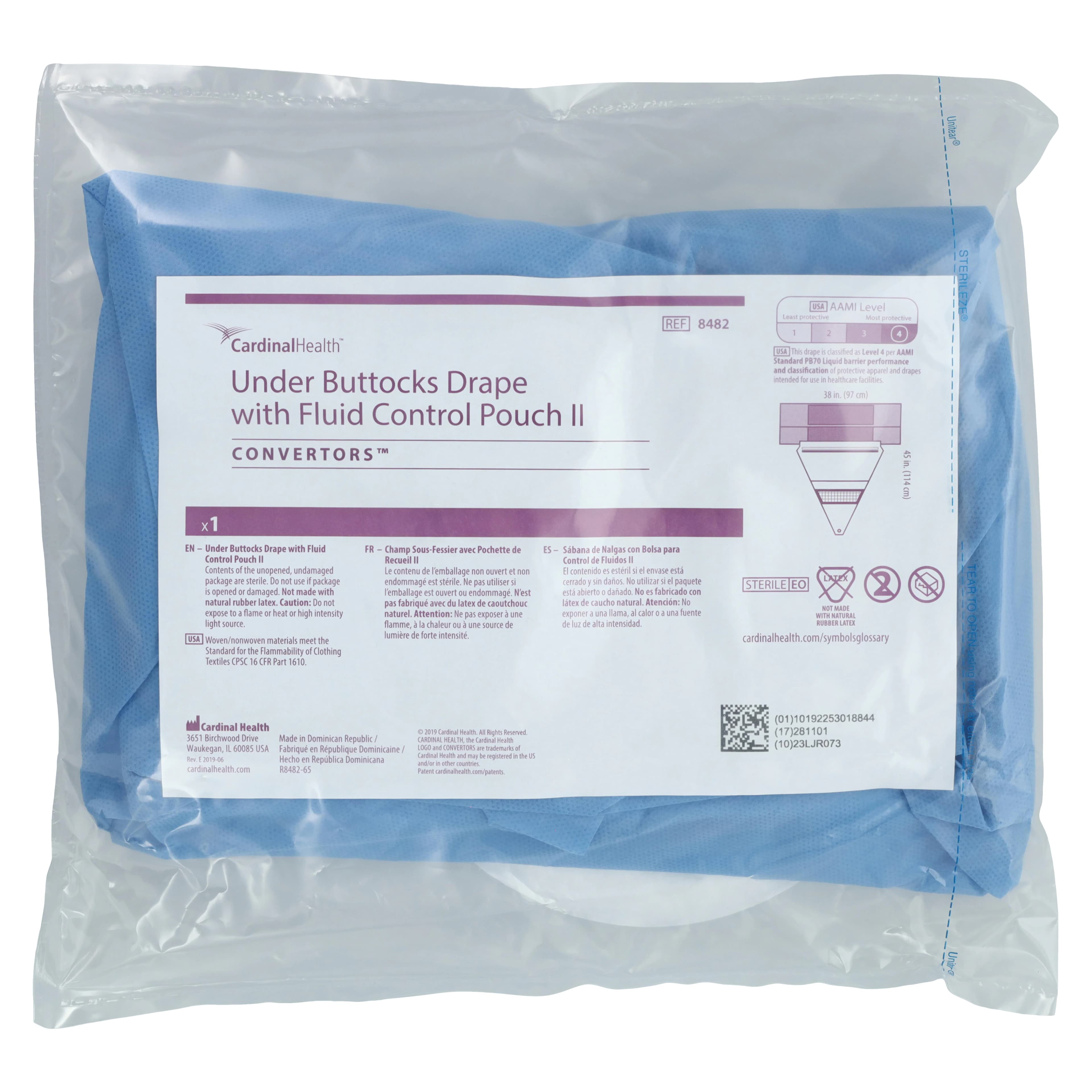 Convertors Tiburon Under-Buttocks Surgical Drape with Pouch, Sterile, Non-Fenestrated, 38x45" - Drape Under-buttock Pouch Ster - Image 1