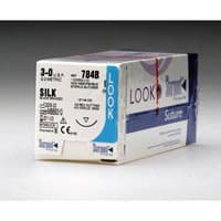 LOOK™ Sharpoint™ Silk Braided Non-Absorbable Suture, 5-0, Black, C-6 Reverse Cutting Needle, 3/8 Circle, 18" (45 cm), 12/Box, 754B - LOOK™ Sharpoint™ Sutures 5-0 Silk Braided C-6 3/8 Circle Black 18 Inch Pkg/12 - Image 1