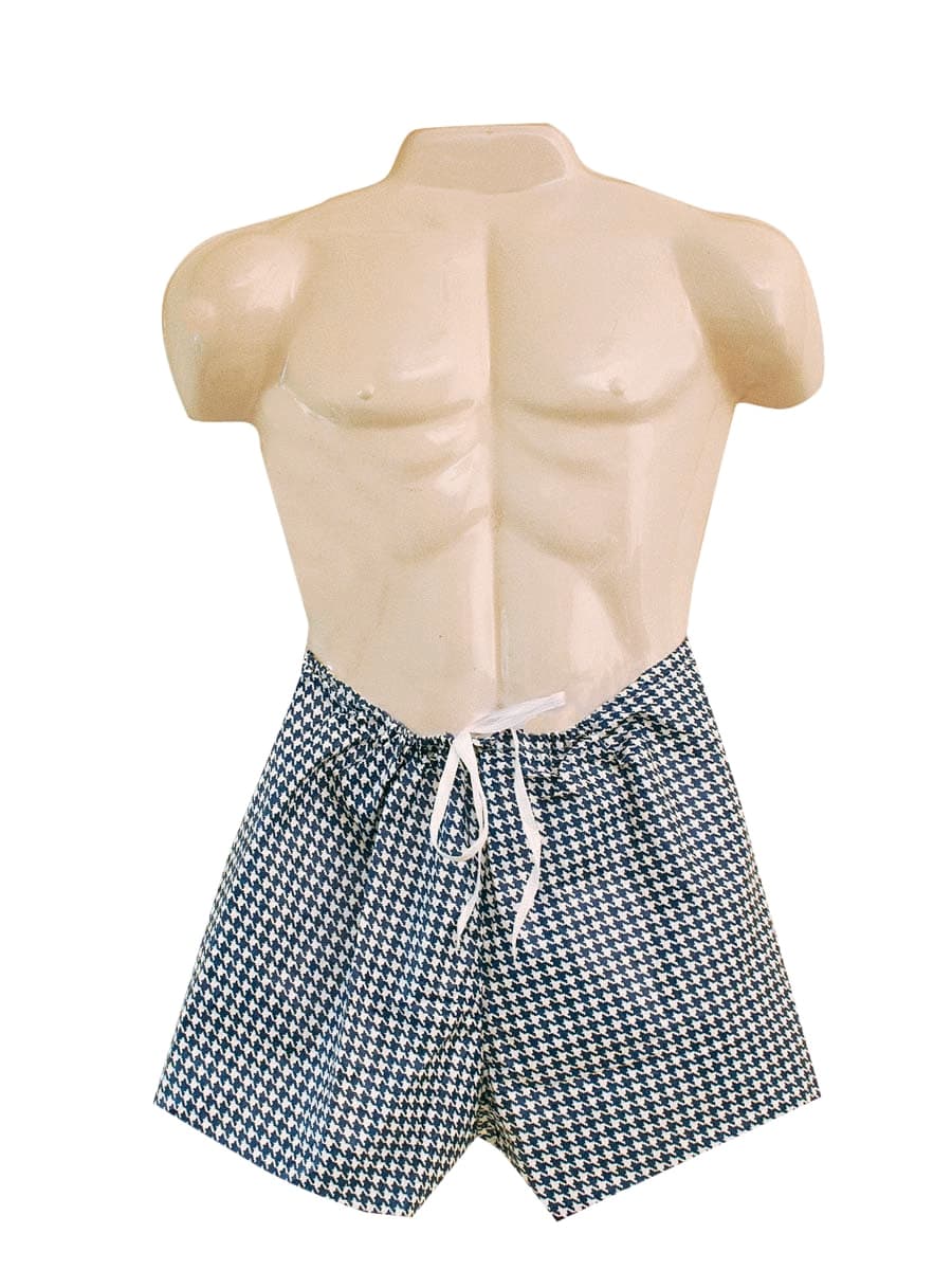 Dipsters Boxer Shorts, Polyethylene, Autoclavable, Disposable, Men's, Medium, Beige/Blue Plaid, 12/Box - Dipsters Boxer Shorts Men - Image 1
