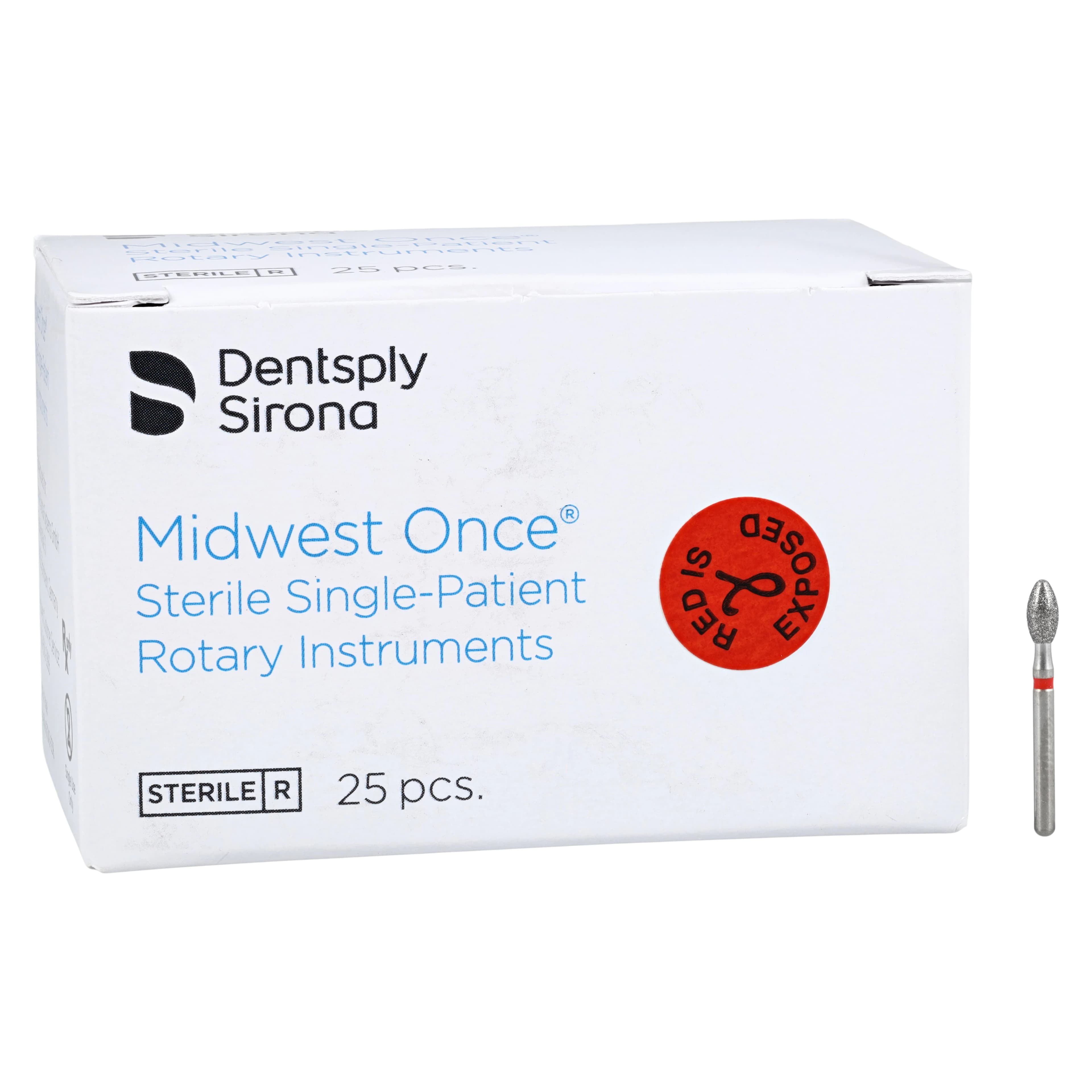 Midwest Once Single-Use Diamond Bur, FG, Fine Grit, Egg/Football Shape, #379-023F, 25/Pkg, 1379023F - Midwest ONCE FG 379-023F 25/Pk - Image 1