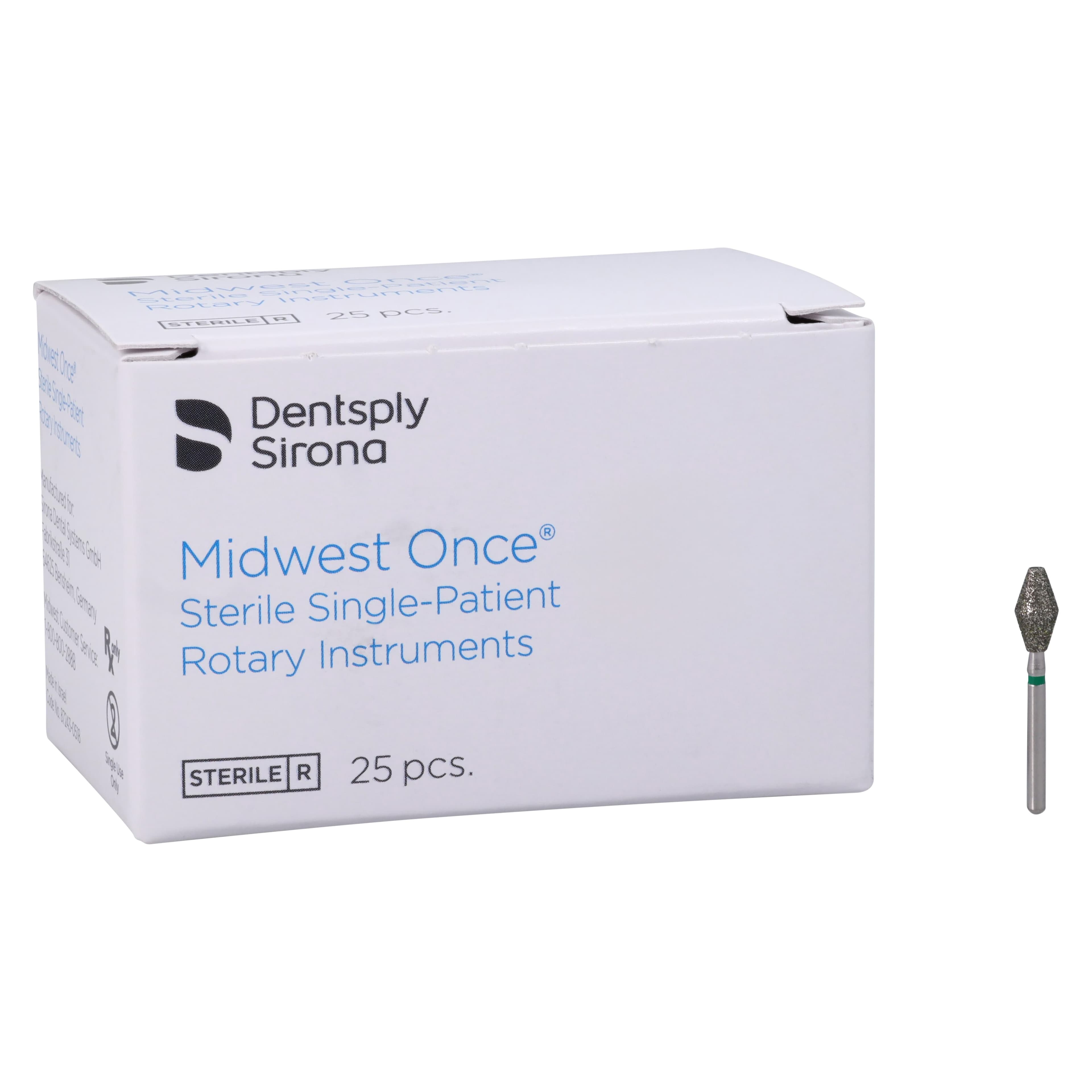 Midwest Once Single Use Diamond Bur – FG, Coarse, Barrel, #811-037C, 3.7 mm Diameter, 7.5 mm Length, 25/Pkg, 1811037C thumbnail 4
