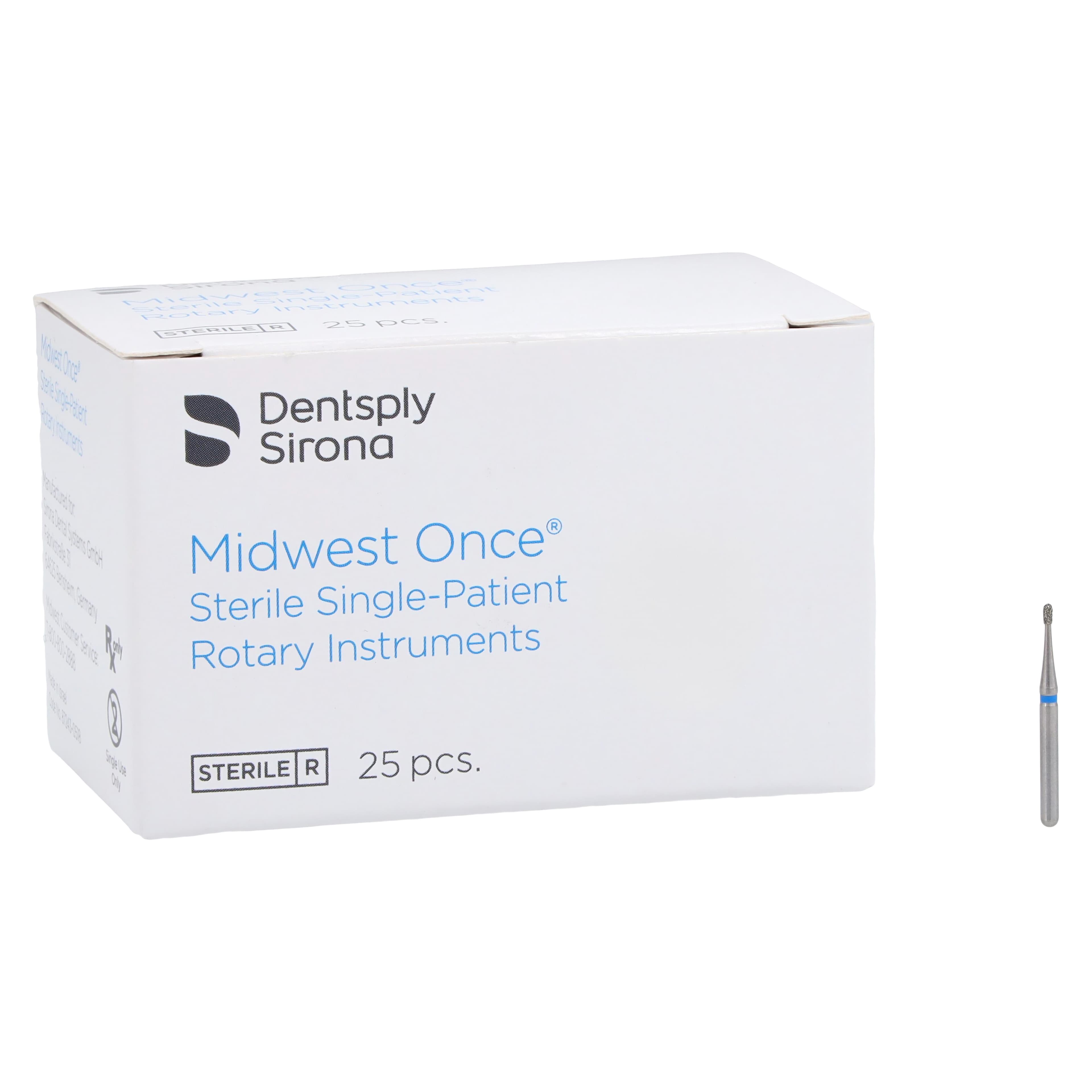 Midwest Once Single-Use Diamond Bur, FG, Medium, Pear, #830-008M, 0.8 mm Diameter, 1.6 mm Length, 25/Pkg, 1830008M thumbnail 4