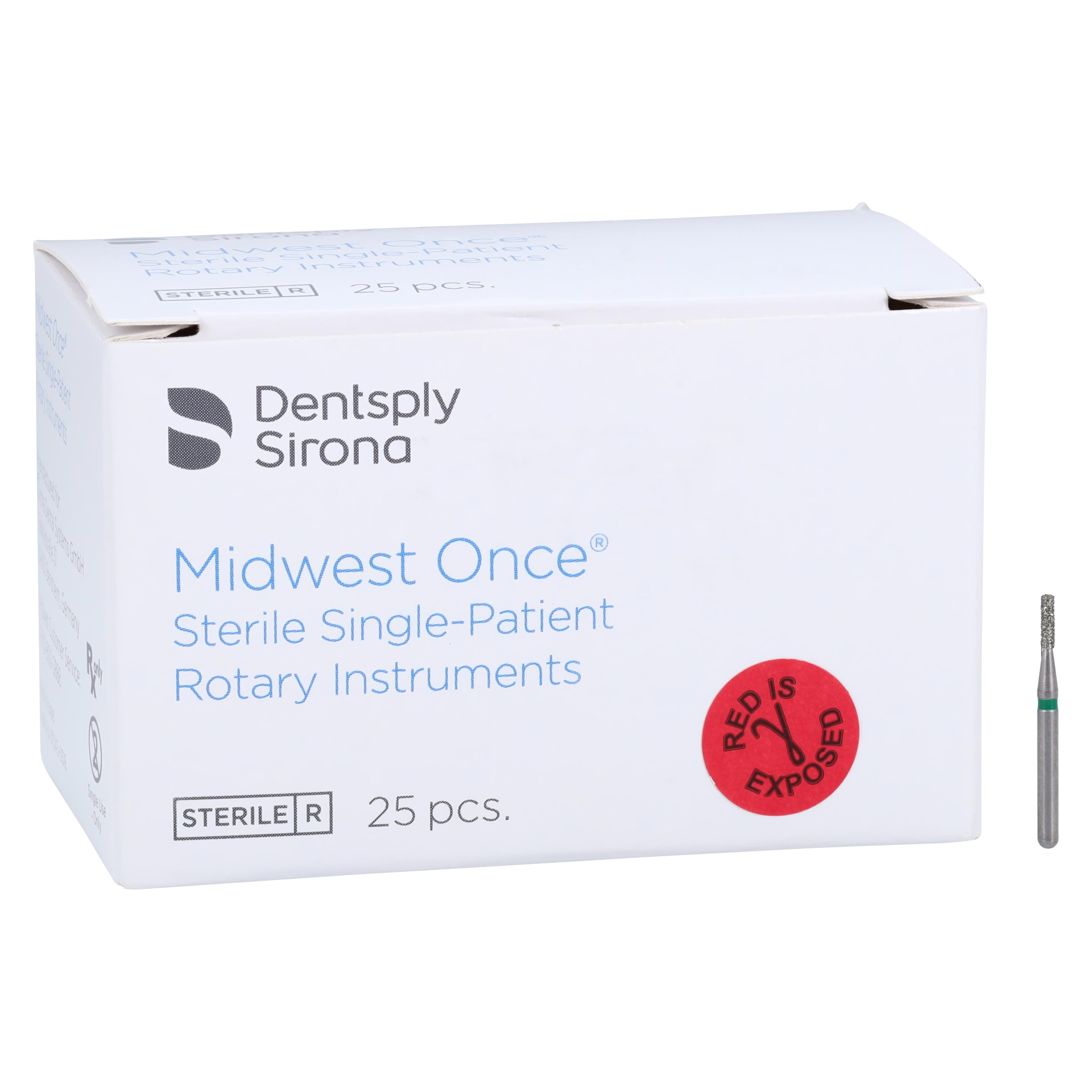 Midwest Once Single Use Diamond Bur – FG, Coarse, Cylinder Flat End, #835, 1.0 mm Diameter, 4.0 mm Length, 25/Pkg, 1835010C thumbnail 4