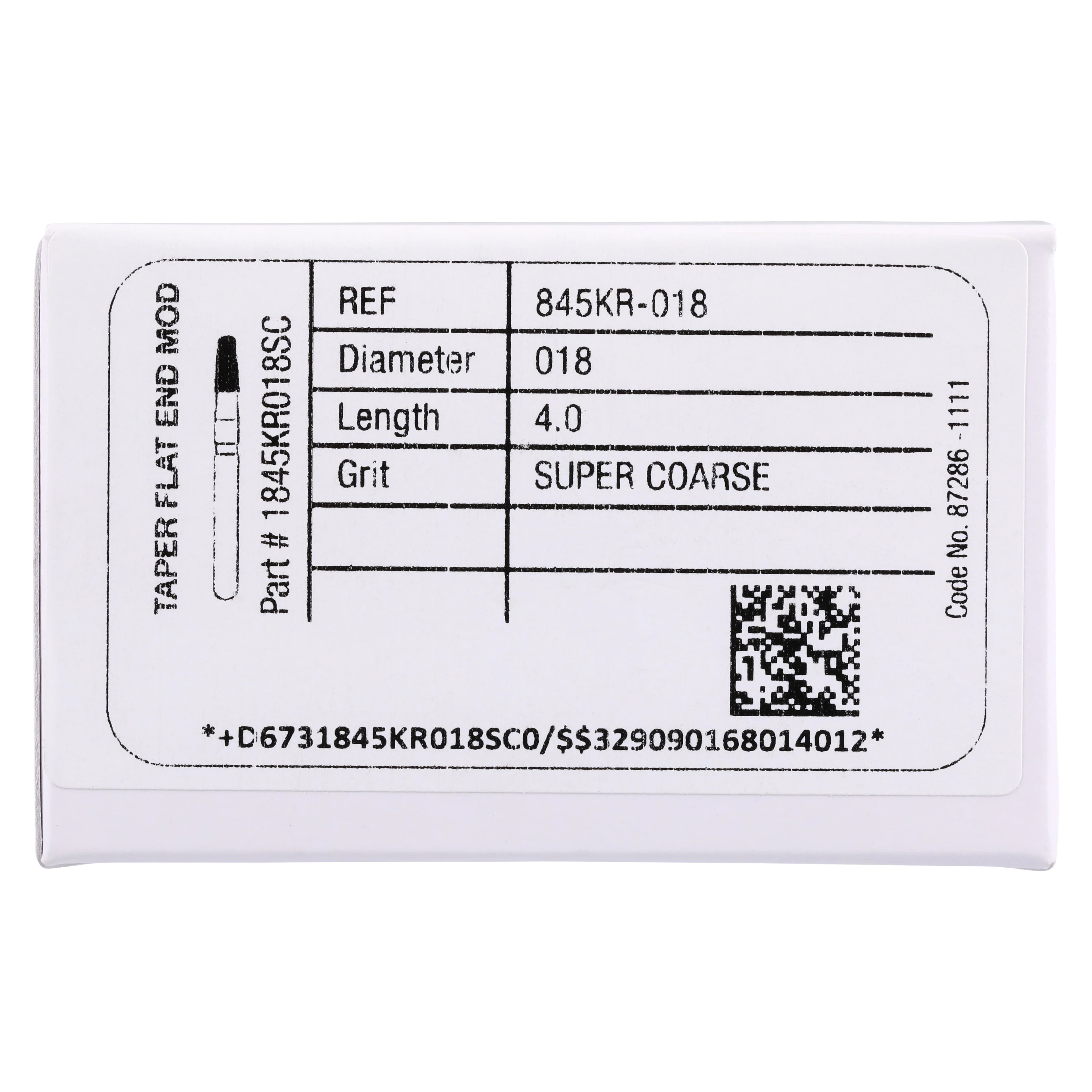 Midwest Once Single Use Diamond Bur – FG, Super Coarse, Taper Modified Flat End, #845KR-018, 1.8 mm Diameter, 4.0 mm Length, 25/Pkg thumbnail 7