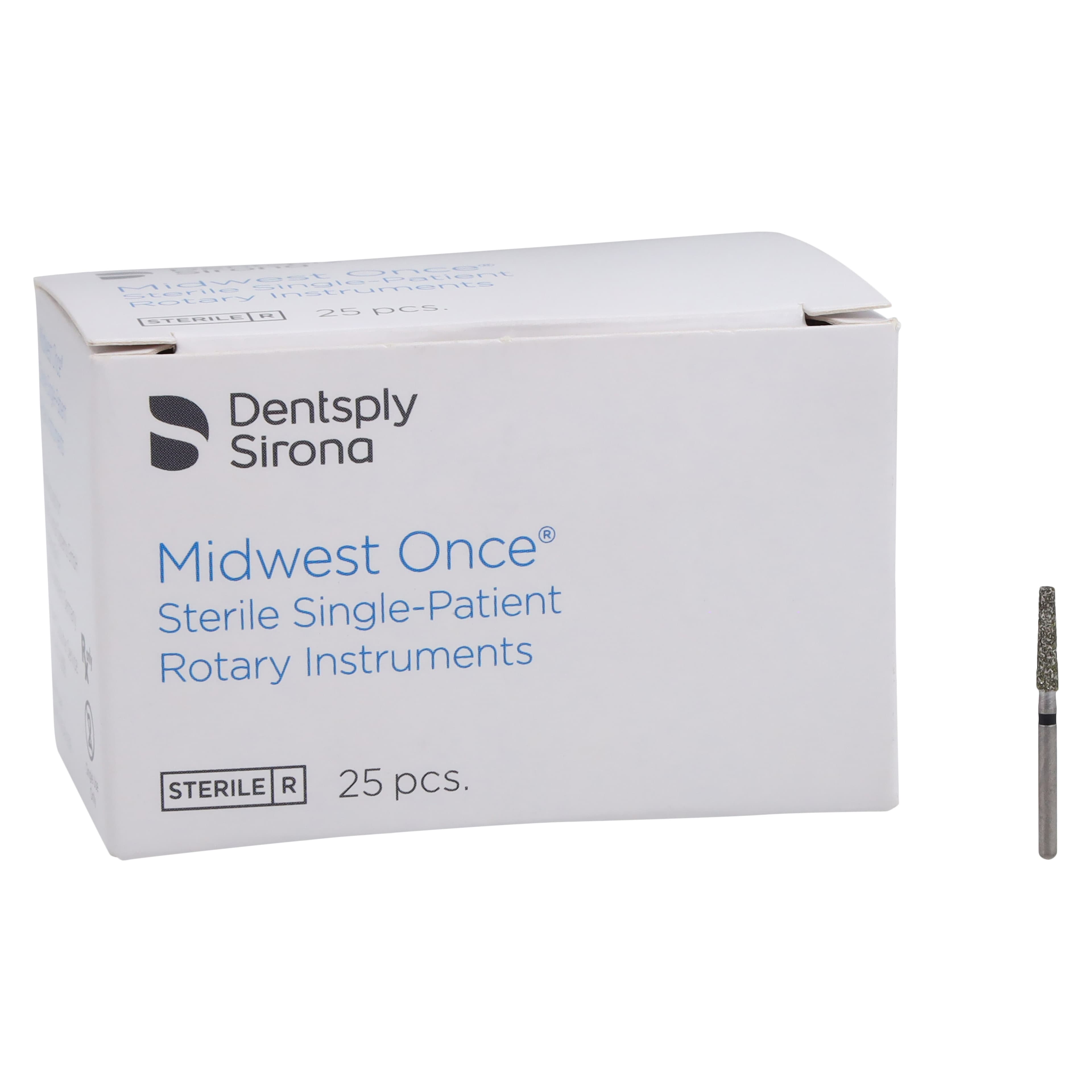 Midwest Once Sterile Single-Use Diamond Bur, #847-018SC, Super Coarse, Taper Flat End, Friction Grip, 1.8 mm Diameter, 8.0 mm Length, 25/Pkg, 1847018SC thumbnail 4