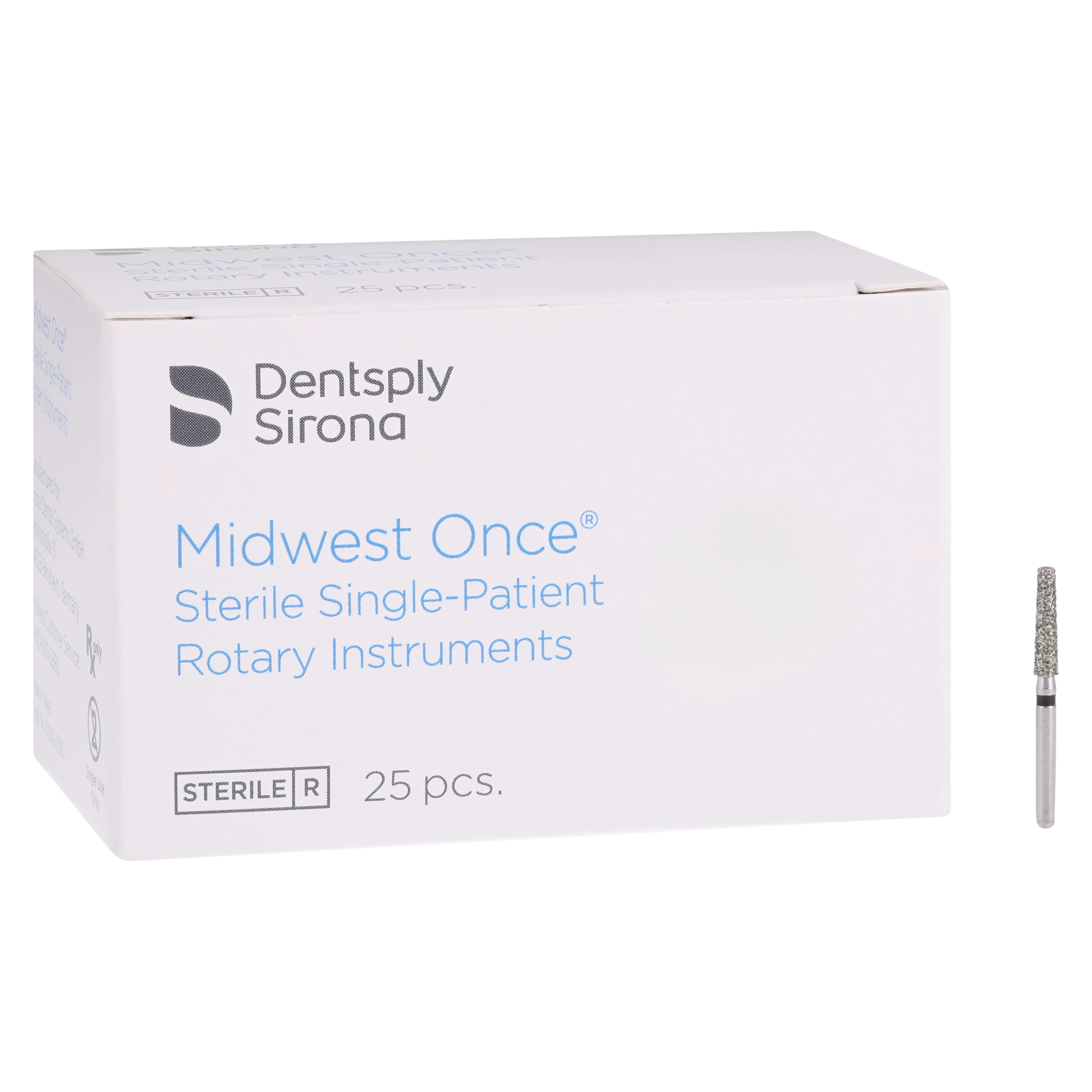 Midwest Once Single Use Diamond Bur – FG, Super Coarse, Taper Modified Flat End, #847KR-018, 1.8 mm Diameter, 8.0 mm Length, 25/Pkg thumbnail 4
