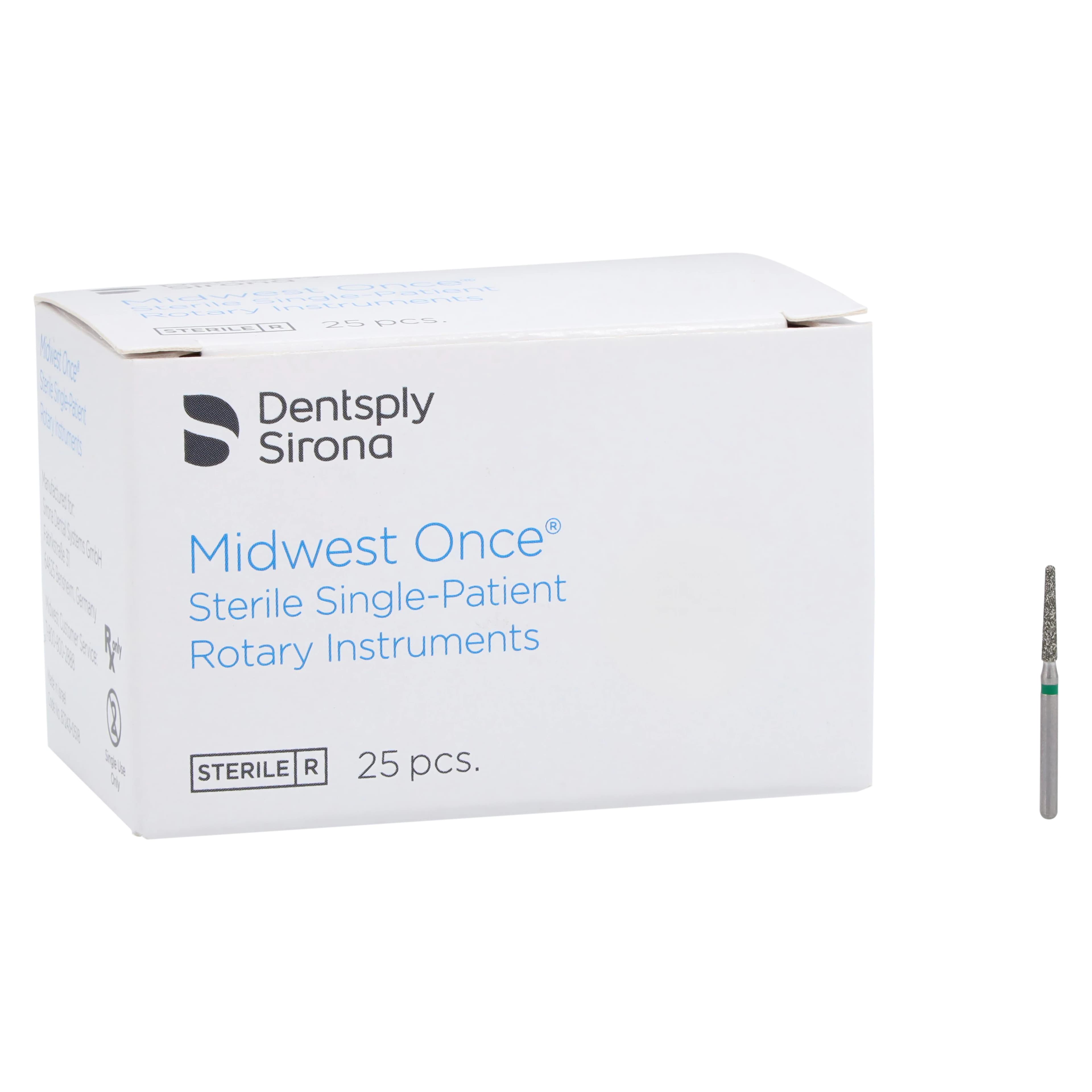 Midwest ONCE Sterile Diamond Burs 856-014C, Coarse, Taper Round End, Friction Grip, 25/Pk, 1856014C thumbnail 4