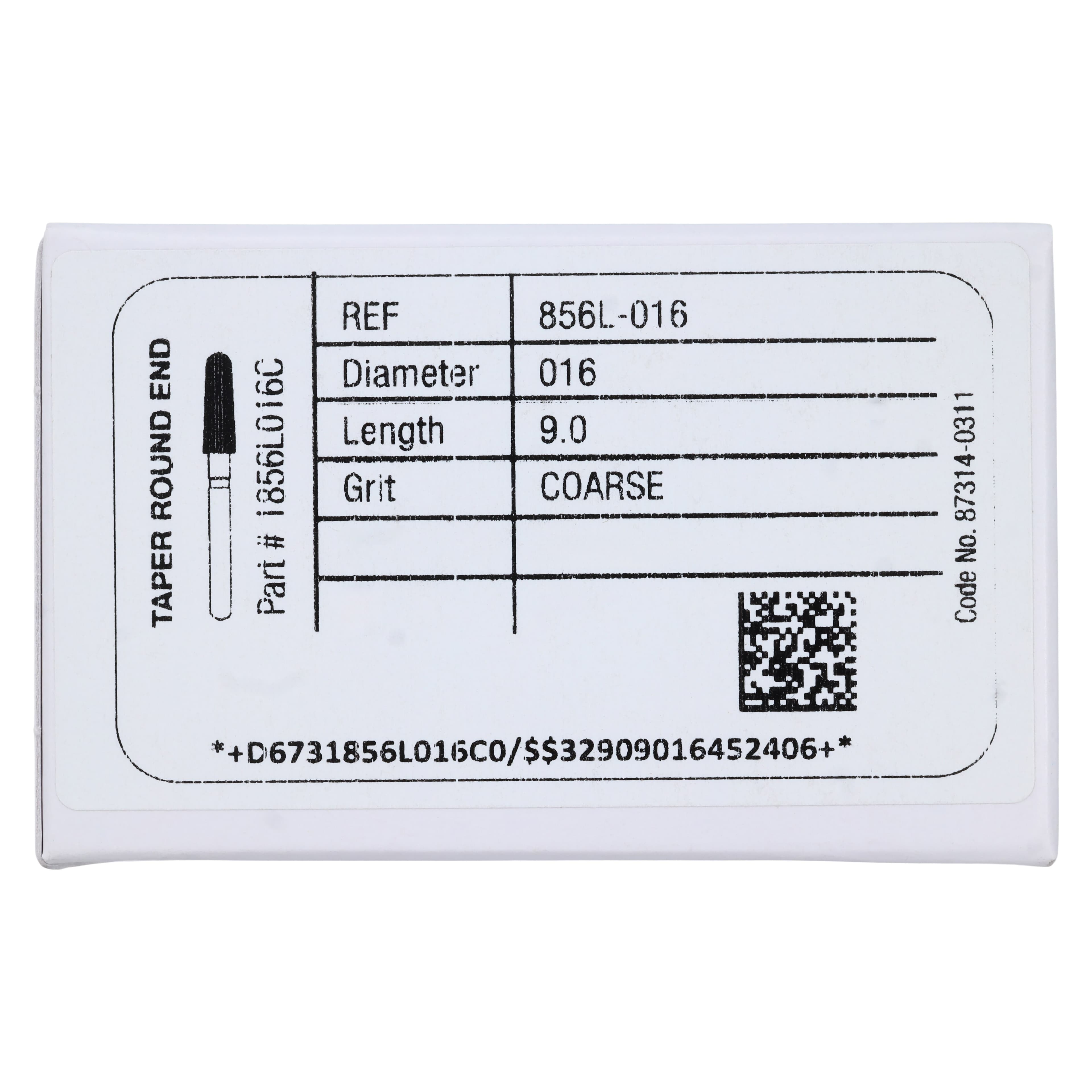 Midwest ONCE Sterile Diamond Bur 856L-016C, Coarse, Taper Round End, Friction Grip, 25/Pk, 1856L016C thumbnail 7