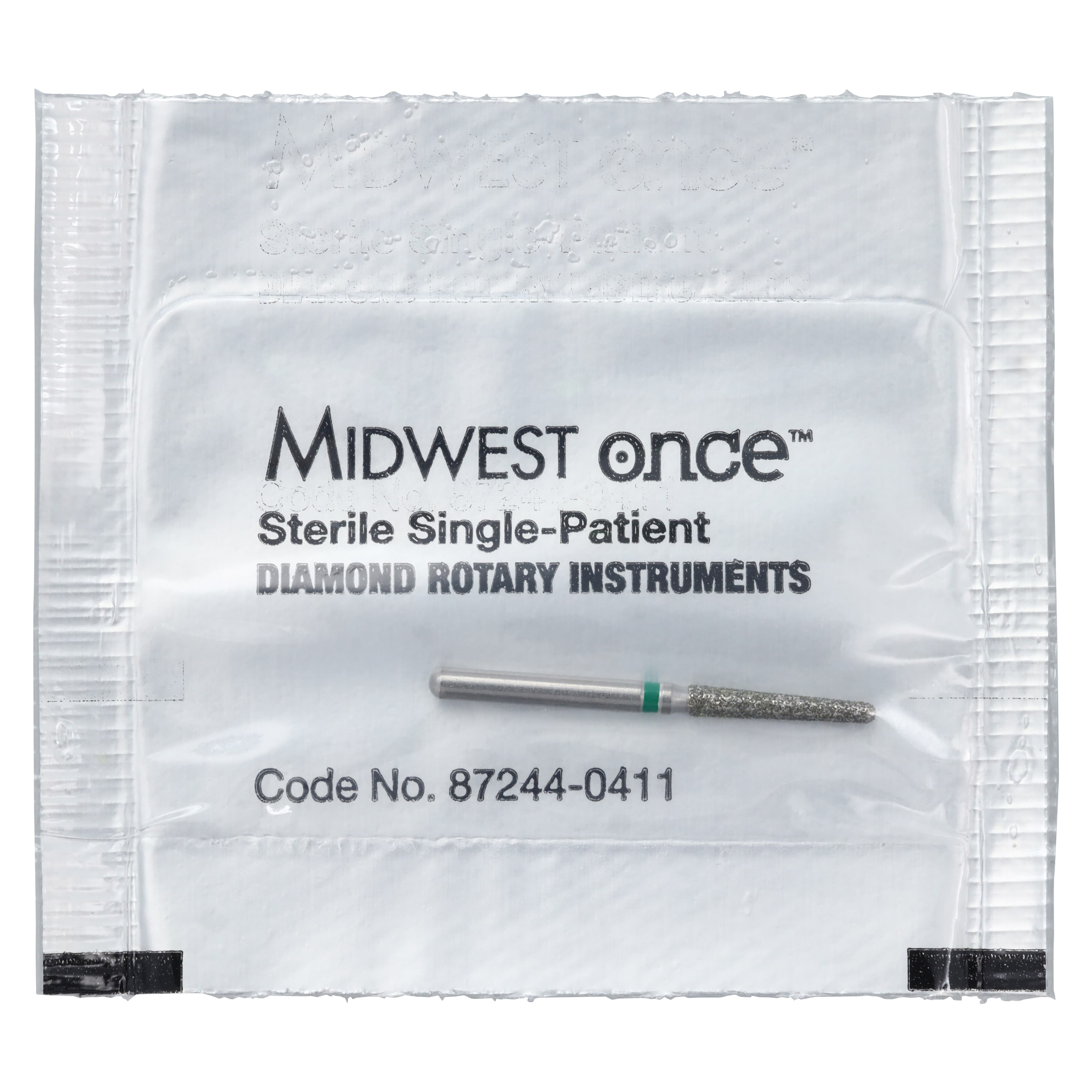 Midwest ONCE Sterile Diamond Bur 856L-016C, Coarse, Taper Round End, Friction Grip, 25/Pk, 1856L016C thumbnail 8
