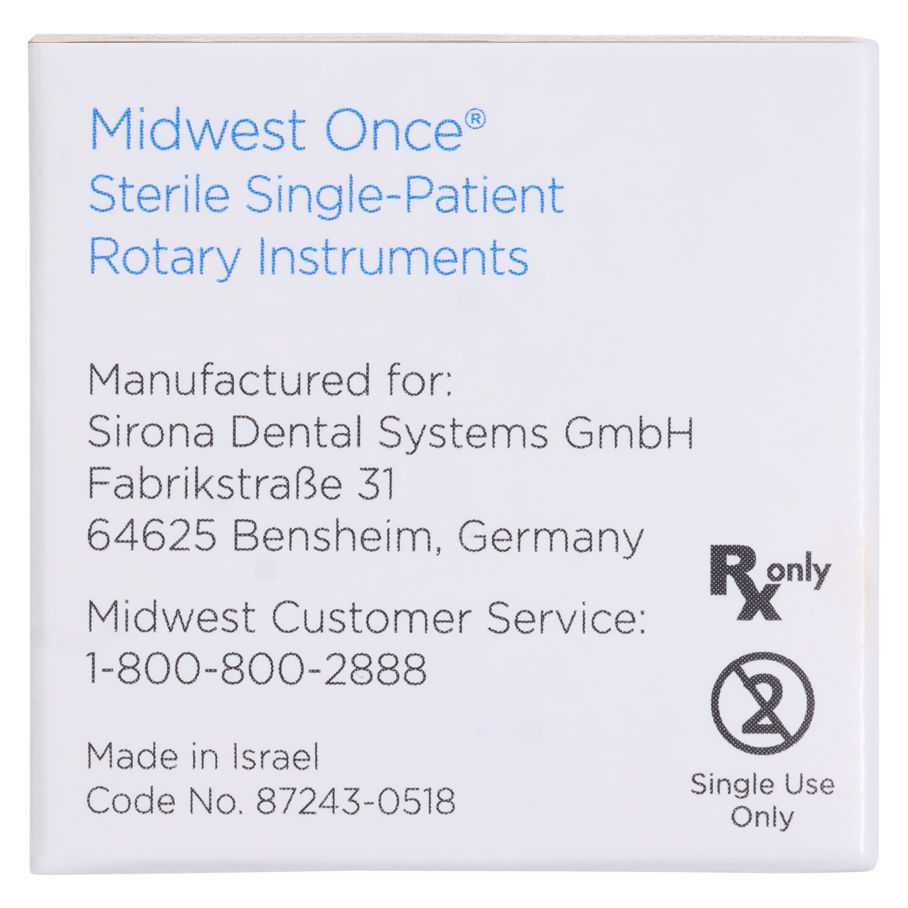 Midwest ONCE Sterile Diamond Bur 858-014F, Fine Grit, Needle Shape, Friction Grip, 1.4 mm Diameter, 8.0 mm Length, 25/Pk, 1858014F thumbnail 5