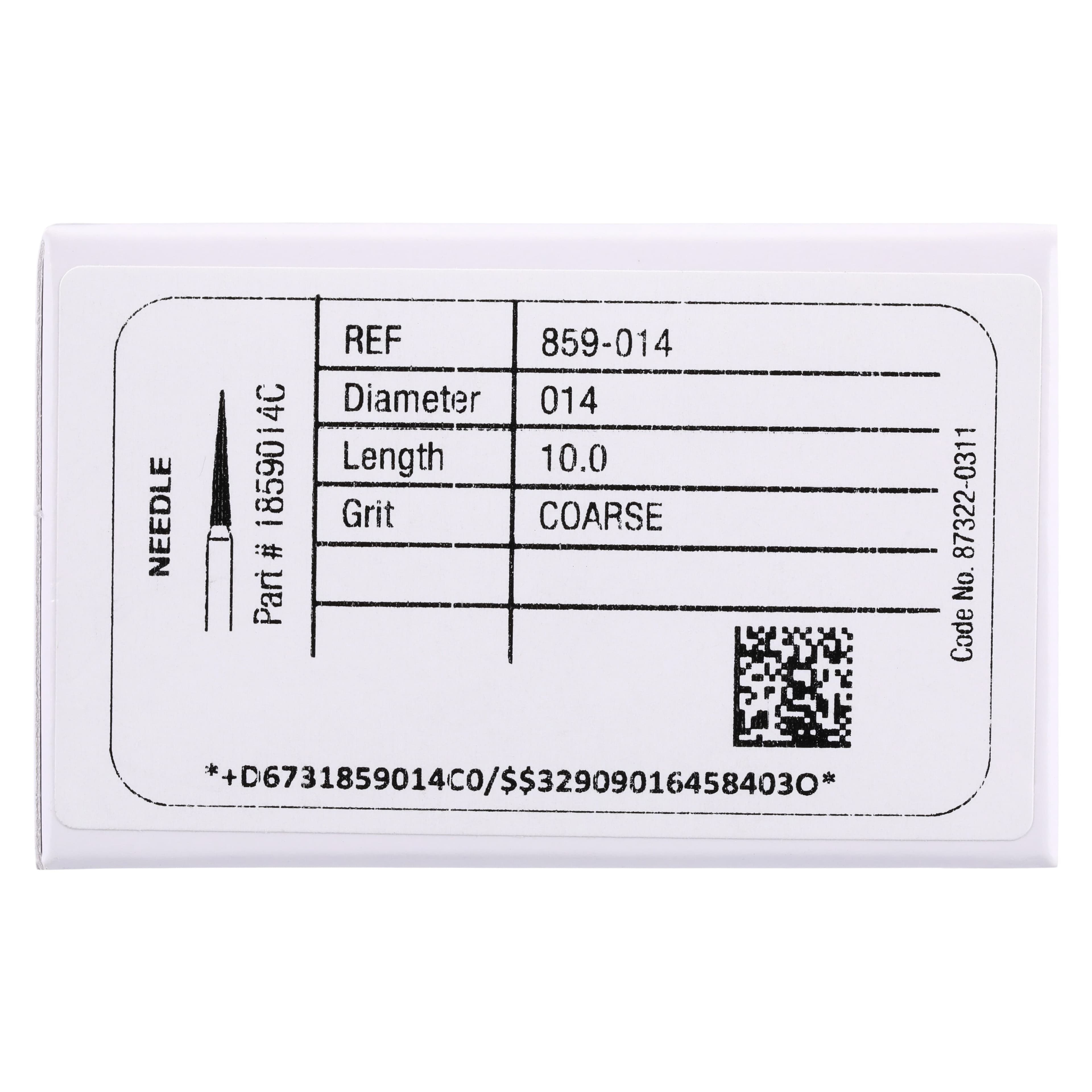Midwest Once Single Use Diamond Bur – FG, Coarse, Needle, #859/014, 1.4 mm Diameter, 10.0 mm Length, 25/Pkg, 1859014C thumbnail 7