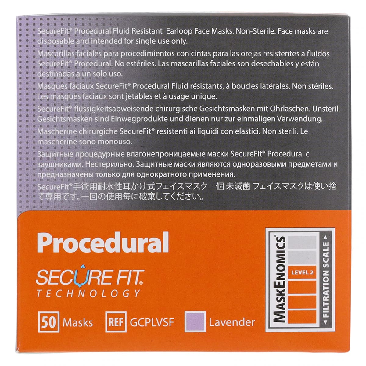 Crosstex Secure Fit™ Procedure Face Mask, ASTM Level 2, Lavender, Ear Loop, 50/Box, GCPLVSF thumbnail 8