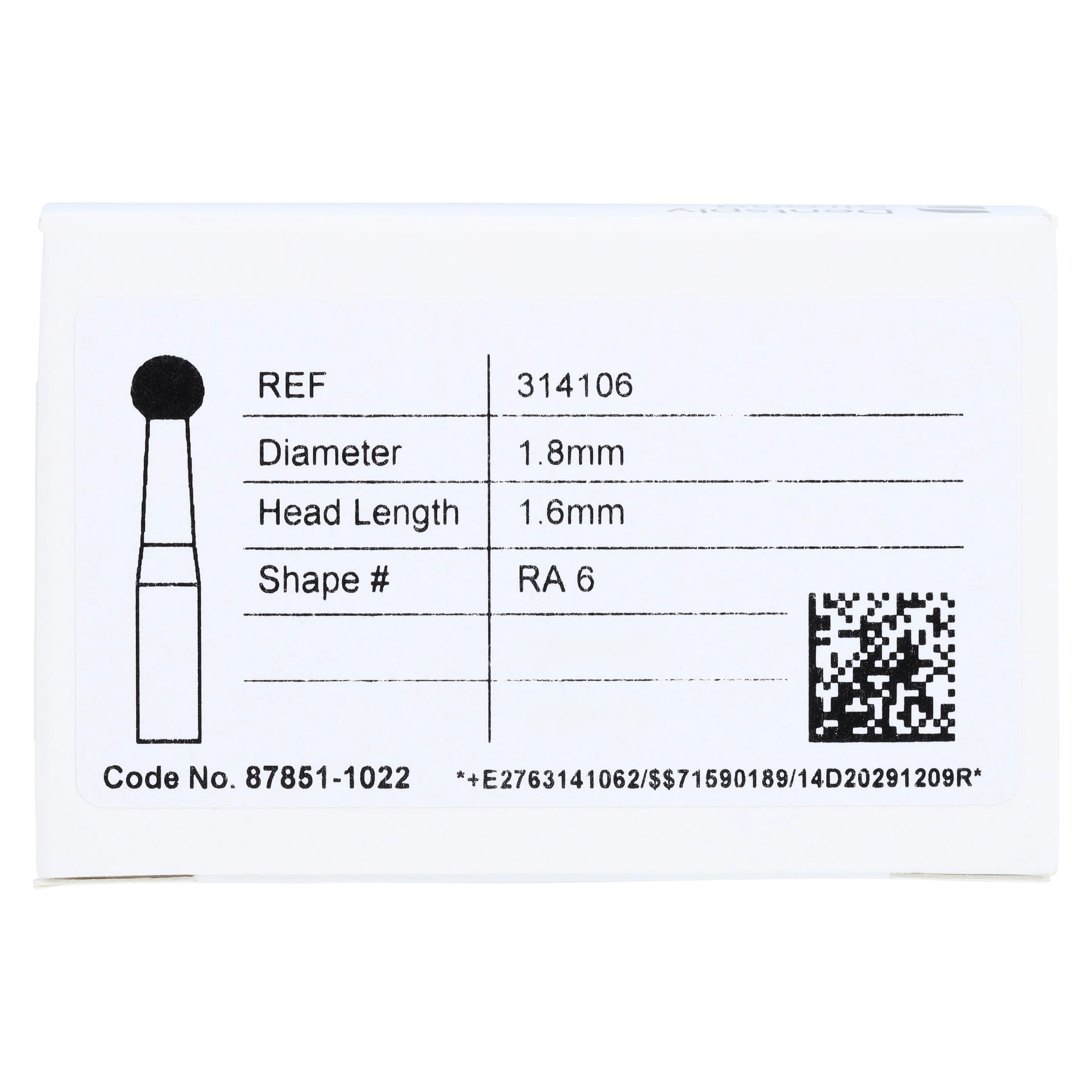 Midwest Once Sterile Operative Carbide Bur, Round #6, Right-Angle Latch, 1.88 mm Head Diameter, 25/Pk, 314106 thumbnail 7