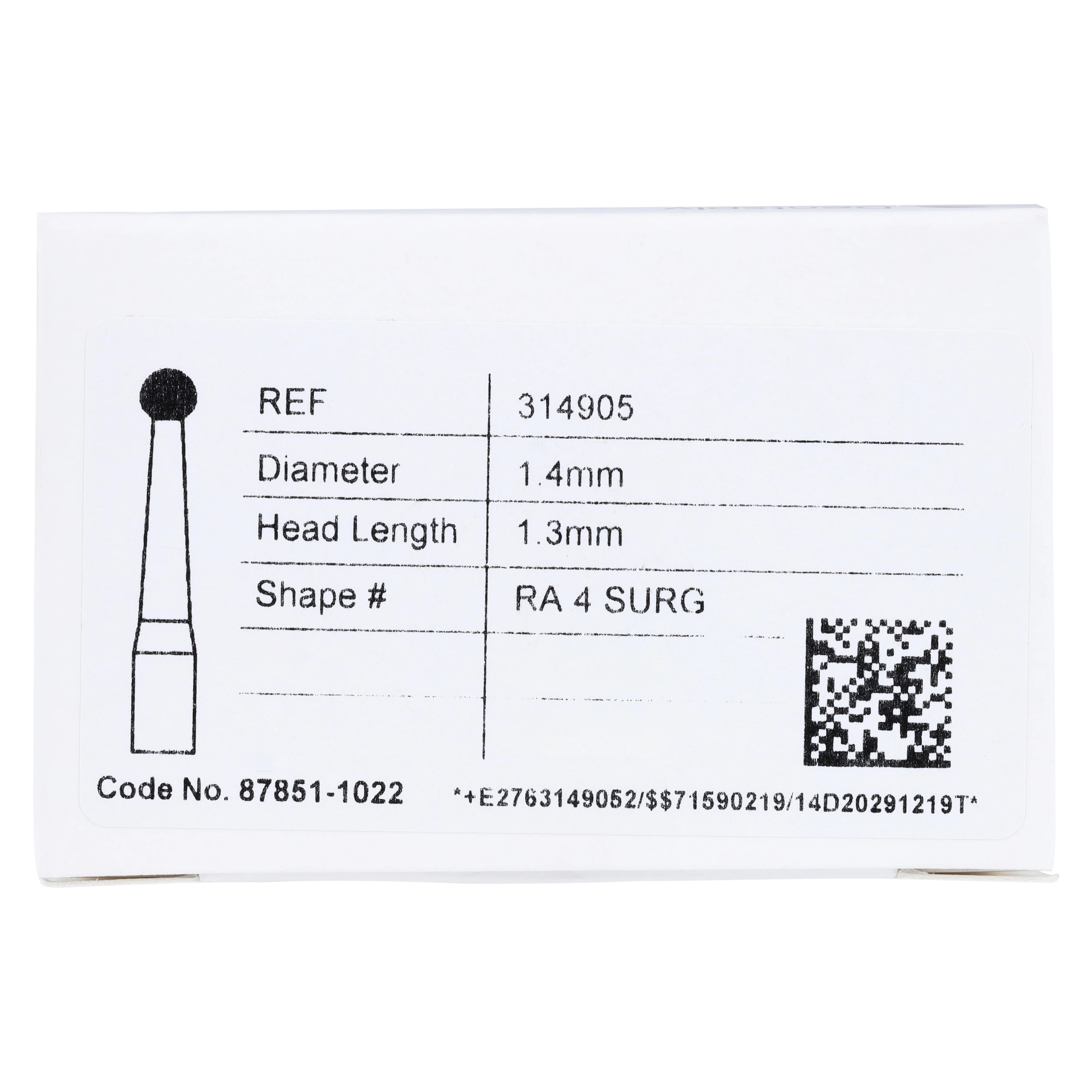 Midwest Once Sterile Surgical Carbide Bur, Round #4, 1.4 mm Diameter, Right-Angle (RA) Oral Surgery Length, 10/Pkg, 314905 thumbnail 7