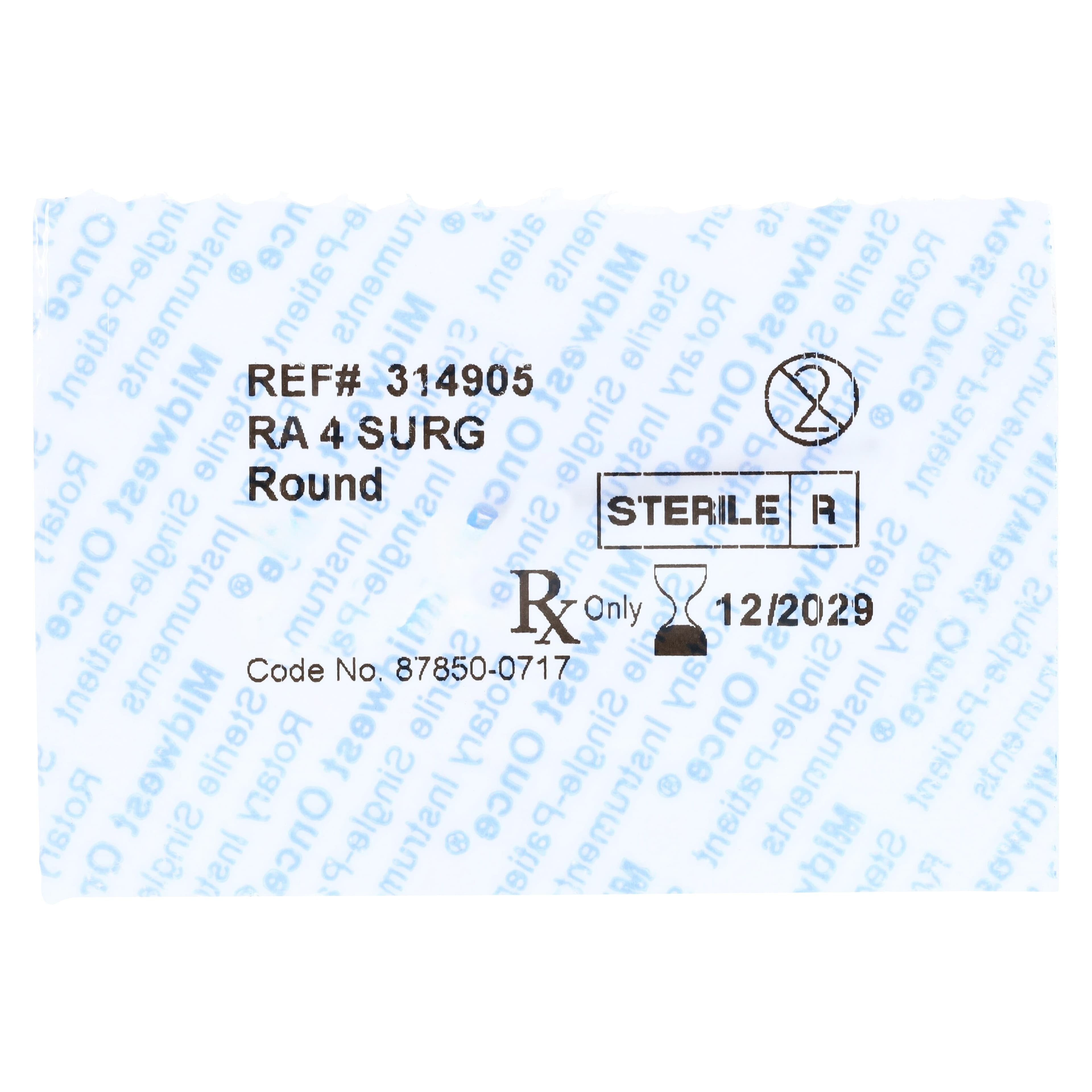 Midwest Once Sterile Surgical Carbide Bur, Round #4, 1.4 mm Diameter, Right-Angle (RA) Oral Surgery Length, 10/Pkg, 314905 thumbnail 8