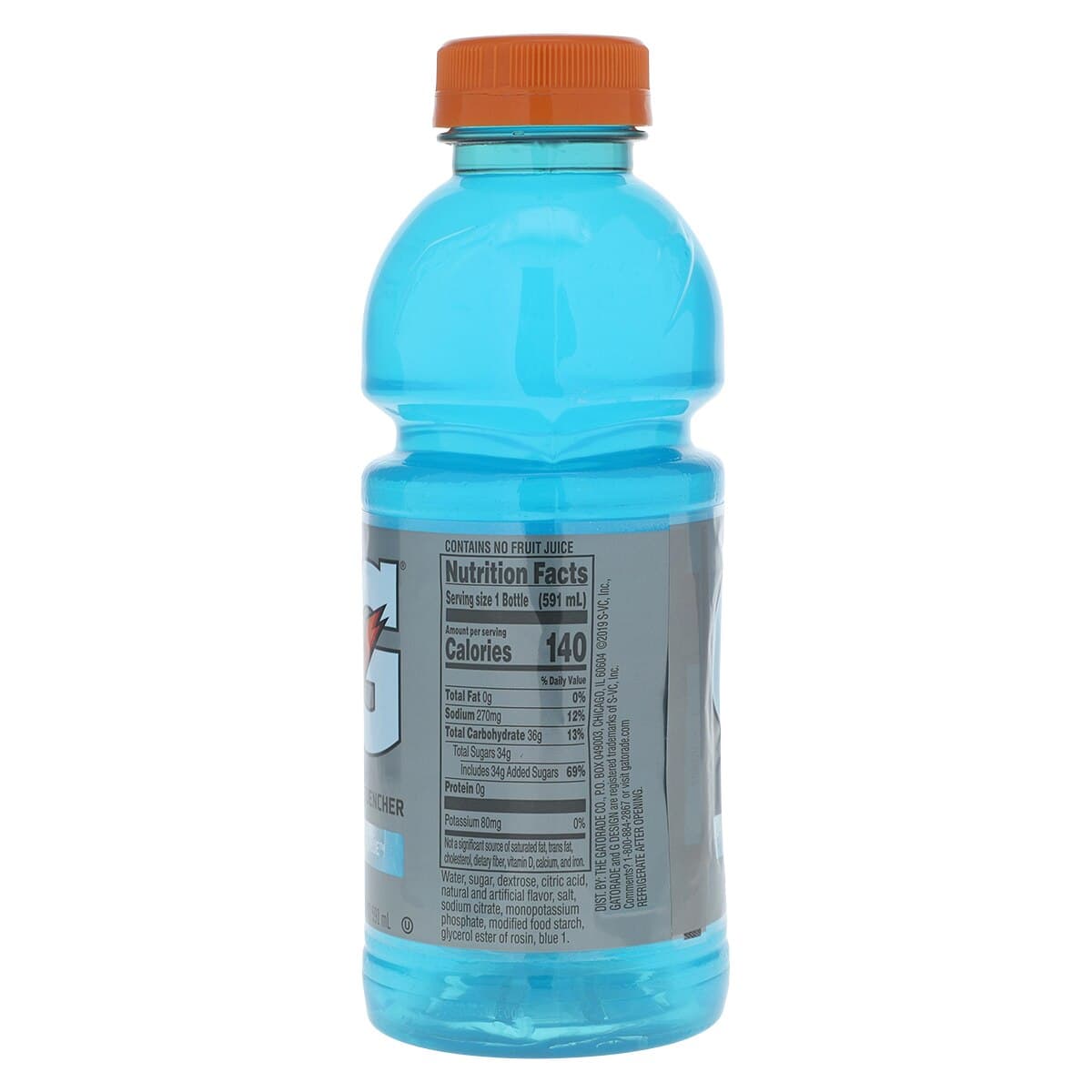 Gatorade Thirst Quencher Sports Beverage, Cool Blue, 20 oz Wide Mouth Bottle, 24/Case thumbnail 2