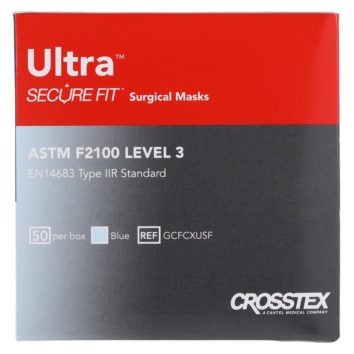 Crosstex Ultra SecureFit Earloop Surgical Face Mask, ASTM Level 3, Blue, 50/Box, GCFCXUSF thumbnail 8