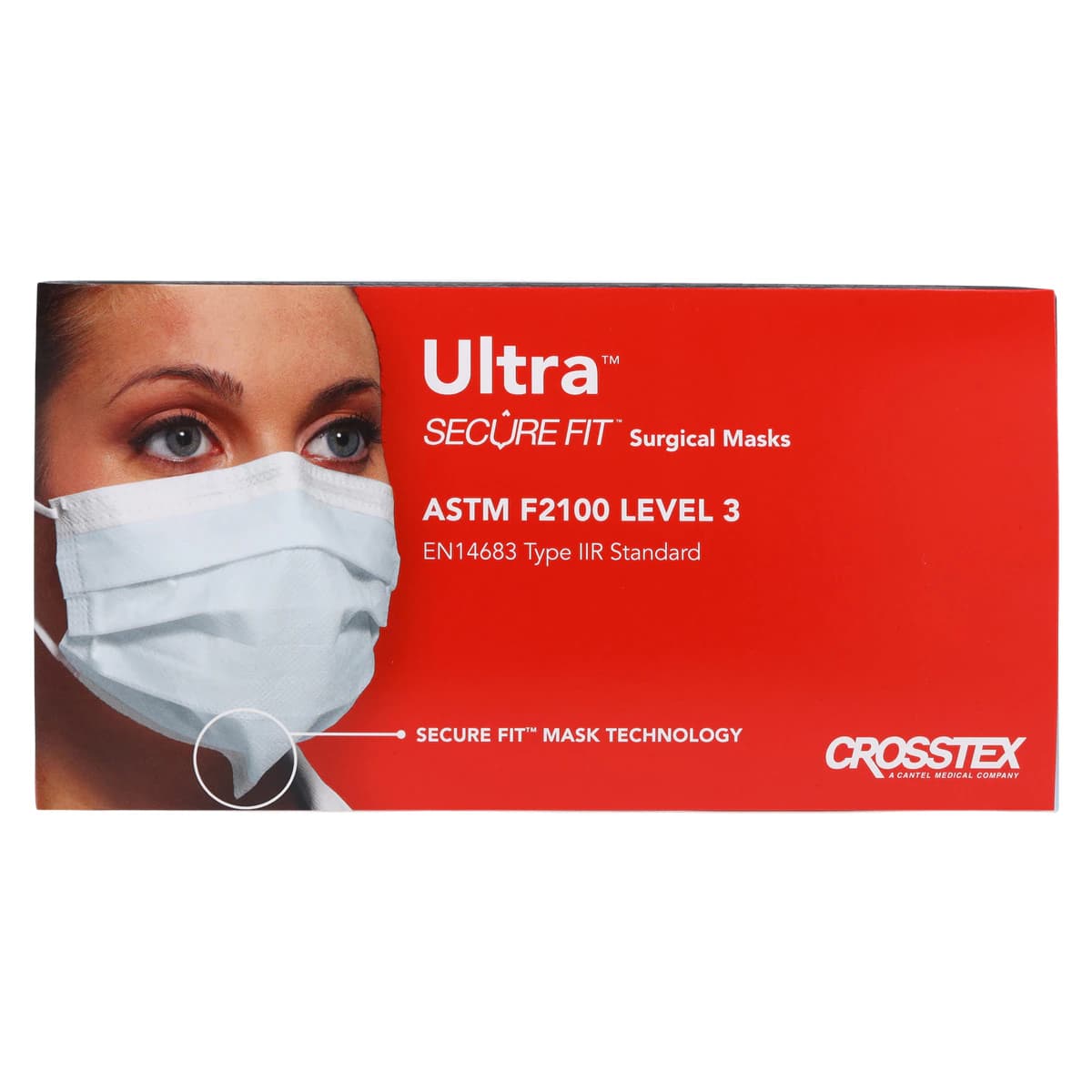 Crosstex Ultra SecureFit Earloop Surgical Face Mask, ASTM Level 3, Blue, 50/Box, GCFCXUSF thumbnail 9