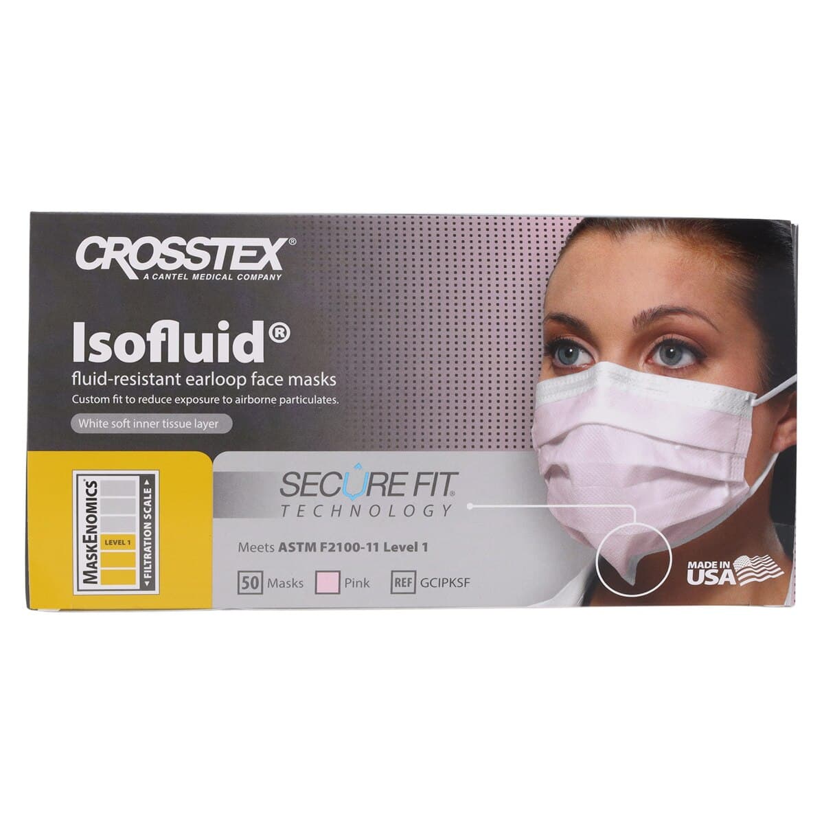 Crosstex Isofluid SecureFit Earloop Face Mask, ASTM Level 1, Pink, 50/Box, GCIPKSF thumbnail 9