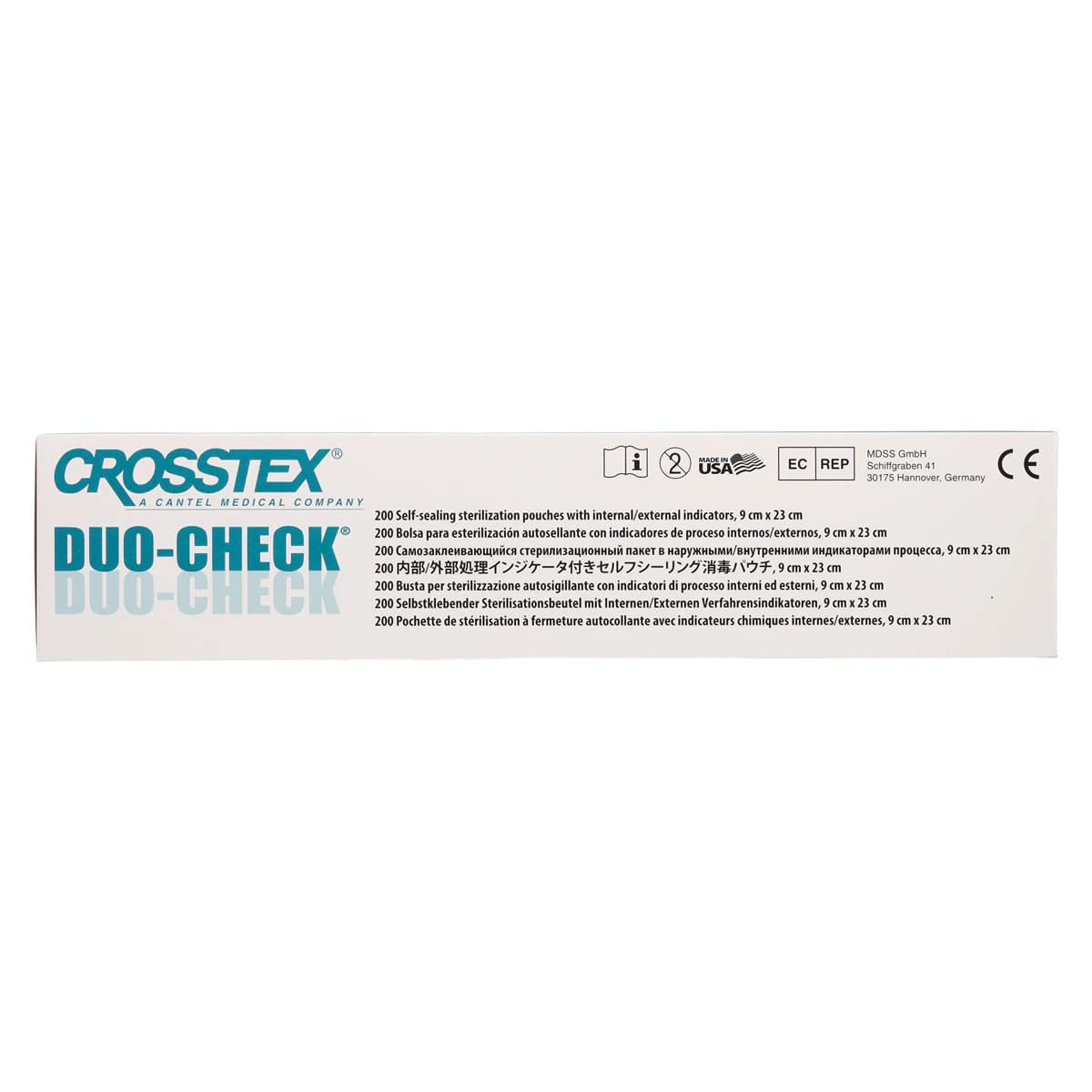 Crosstex Duo-Check Self-Seal Sterilization Pouches, 3-1/2" x 9", Blue Tint, 200/Box thumbnail 5