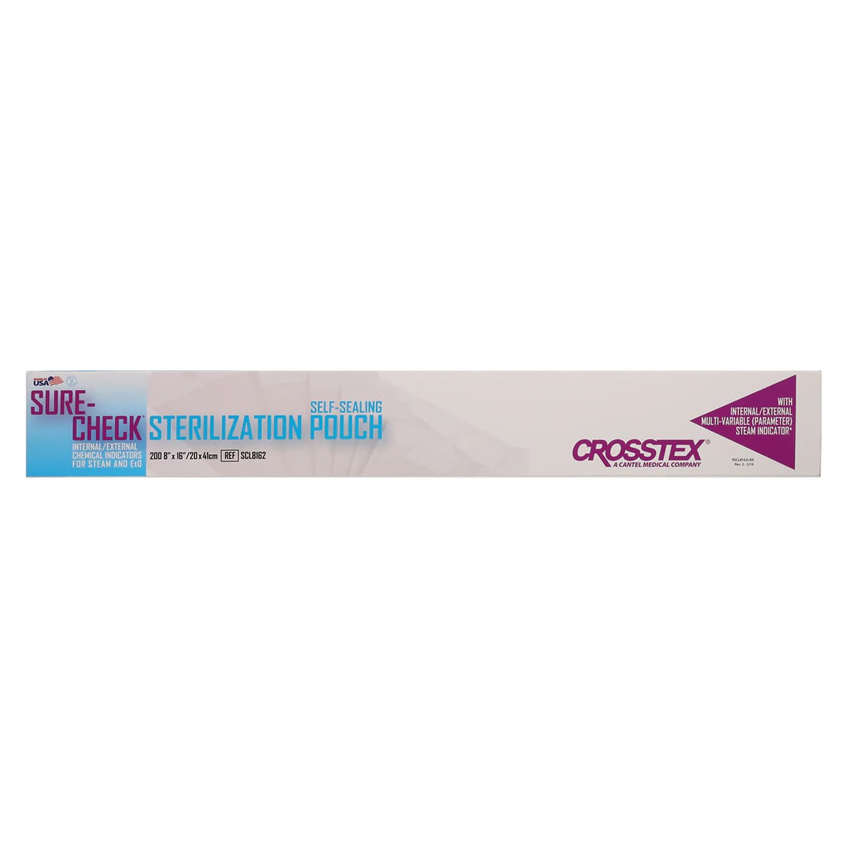 Crosstex Sure-Check Self-Seal Sterilization Pouches, 8" x 16", 200/Box, SCL8162 thumbnail 3
