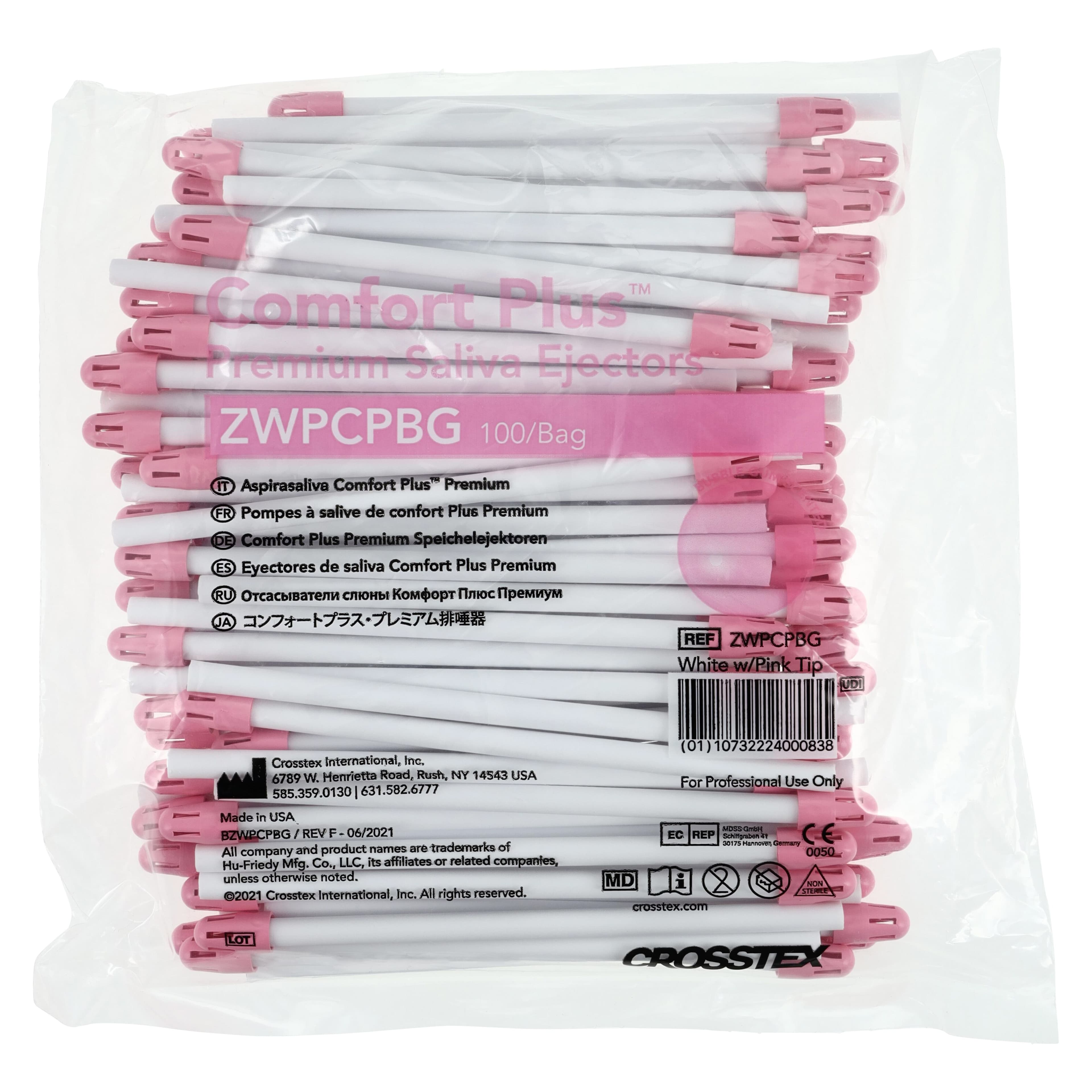 Crosstex Comfort Plus Premium Saliva Ejectors, White/Pink, Bubblegum Scented, 100/Bag, ZWPCPBG thumbnail 3