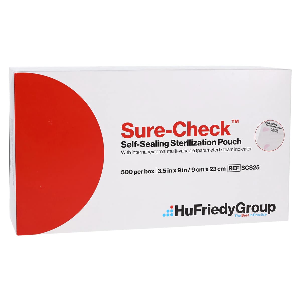 Crosstex Sure-Check Sterilization Pouches, 3.5" x 9", Self-Sealing, Steam & EtO, 500/Box, SCS25 - Sure Check Sterilization Pouches 3.5x9 500/Box SCS25 - Image 1