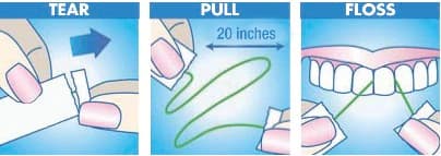 Floss Singles Dental Floss, Waxed, Mint, Individually Wrapped, 20 in, 1200/Bag, B1200F - Floss Singles Dental Floss - Image 1