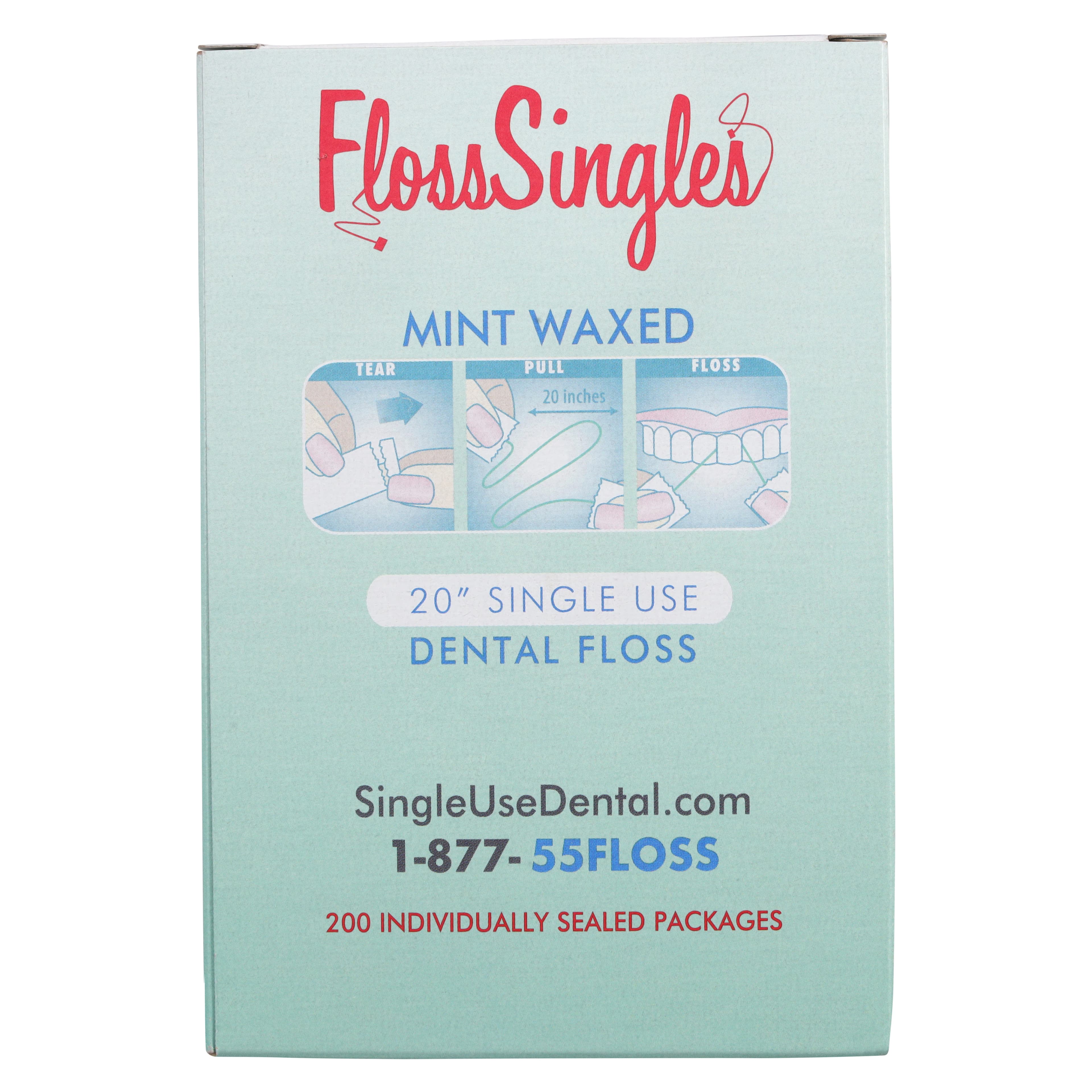 Floss Singles Mint Waxed Dental Floss, Individually Packaged 20" Strands, 200/Box, D200F thumbnail 5