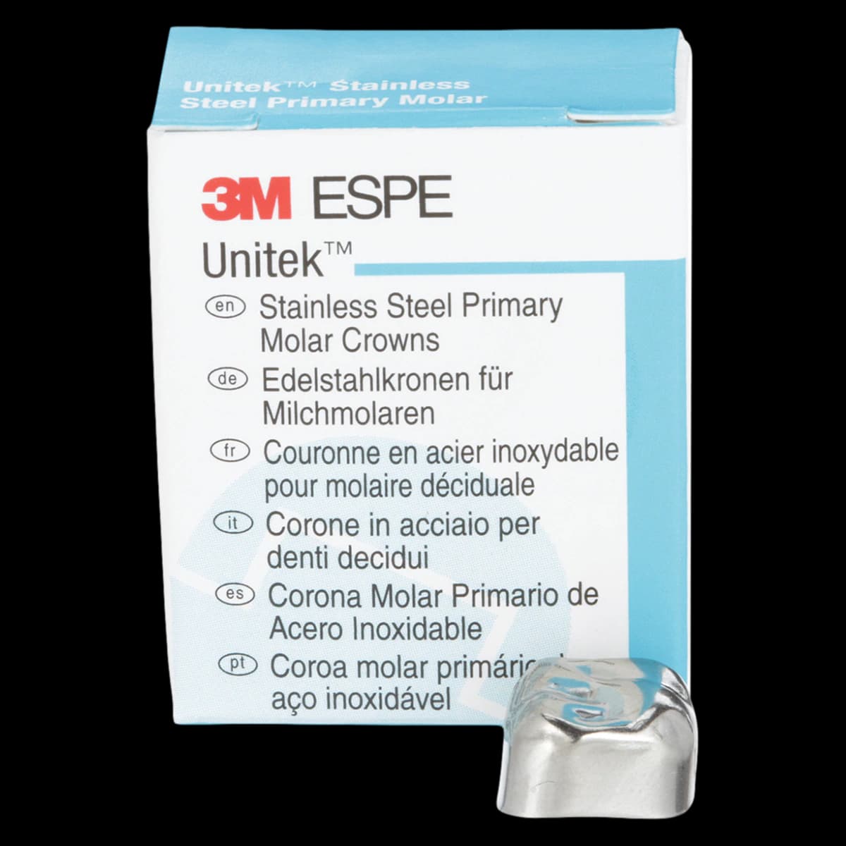 3M Unitek Stainless Steel Primary Molar Crowns, Upper Right Second Primary Molar, Size 7 (UR7), 5/Box, 900227 - 3M Unitek SS Primary Molar Crowns Upper Right Second Primary Molar Size 7 5Bx - Image 1