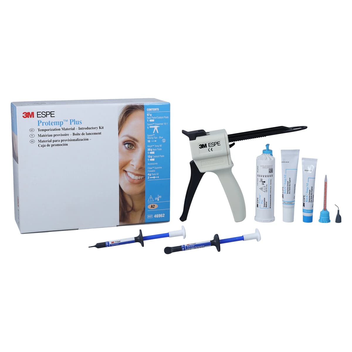 Solventum Protemp Plus Temporization Material Introductory Kit, Shade A2, 67 g (50 ml) Cartridge, 10:1 Automix, 46962 thumbnail 2