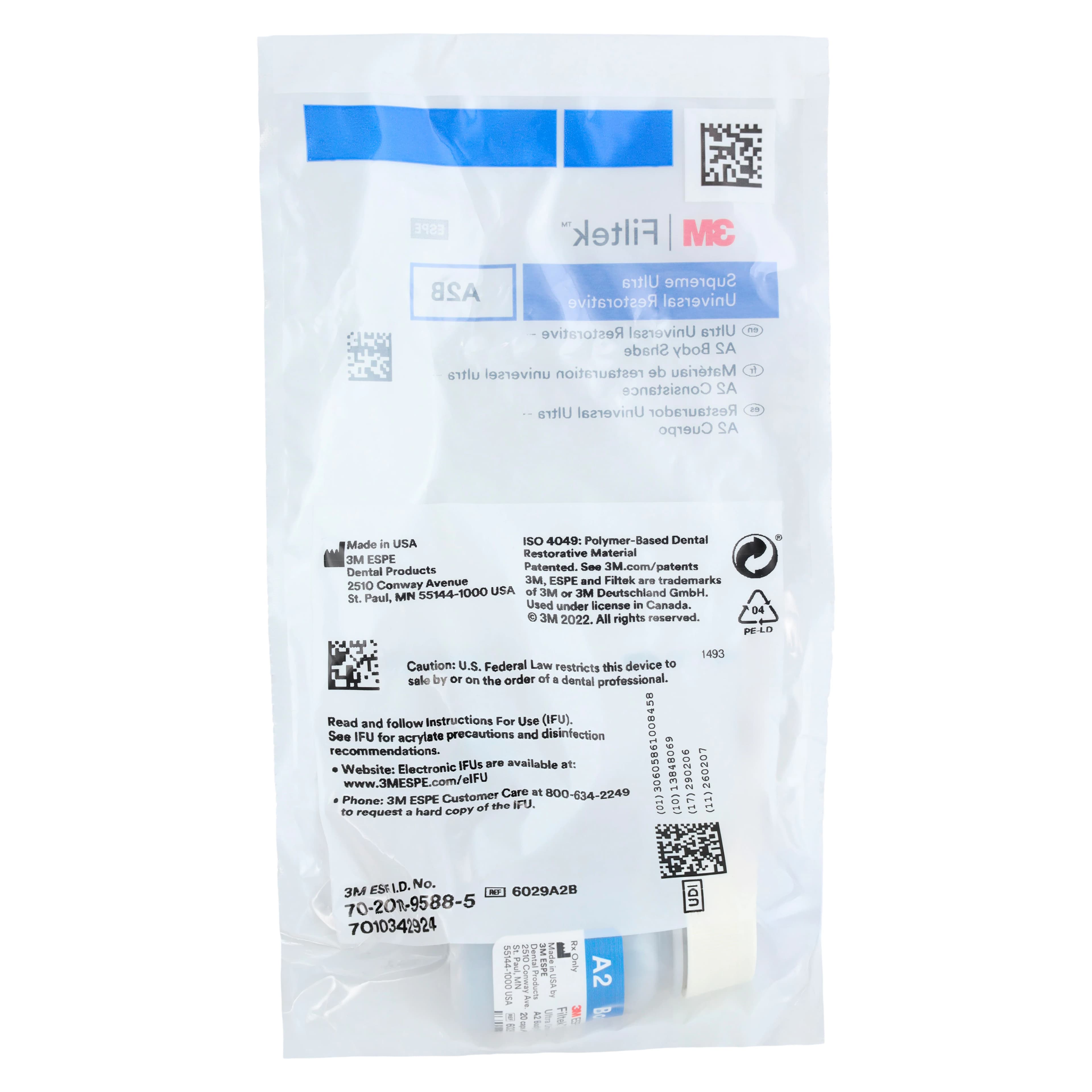 3M Filtek Supreme Ultra Universal Restorative Capsule Refill, A2 Body, 0.2 g, 20/Pk, 6029A2B thumbnail 4