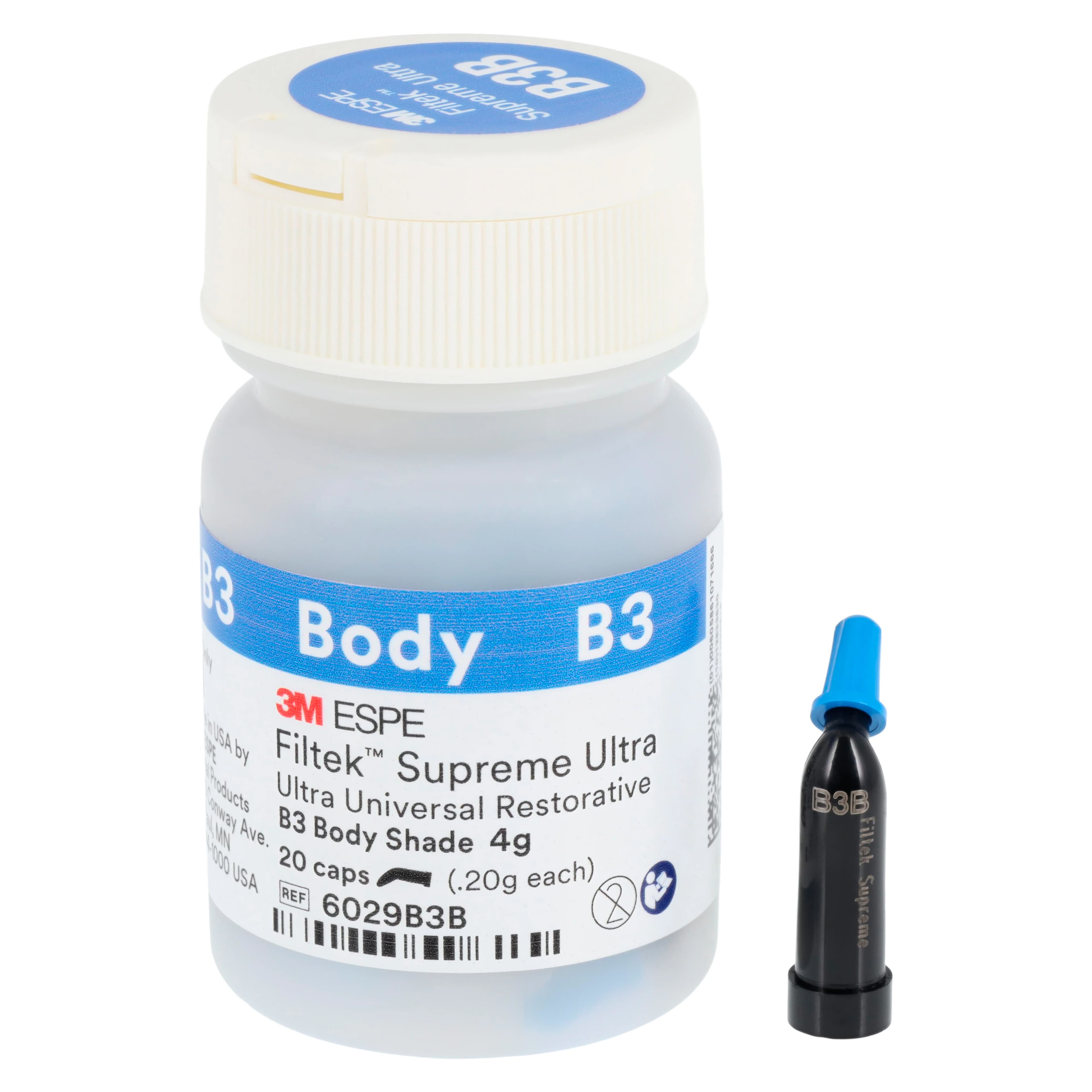 3M Filtek Supreme Ultra Universal Restorative, Capsule Refill, 0.2 g, Body Shade B3, 20/Pk, 6029B3B - Filtek Supreme Ultra, Capsule Refill, 0.2 g, Body, B3, 20/Pk - Image 1