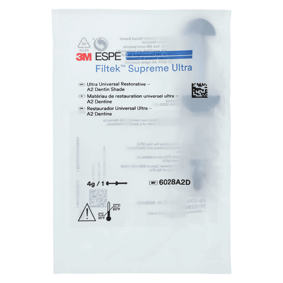 3M Filtek Supreme Ultra Universal Restorative, Syringe Refill, 4g, A2 Dentin, 6028A2D thumbnail 2