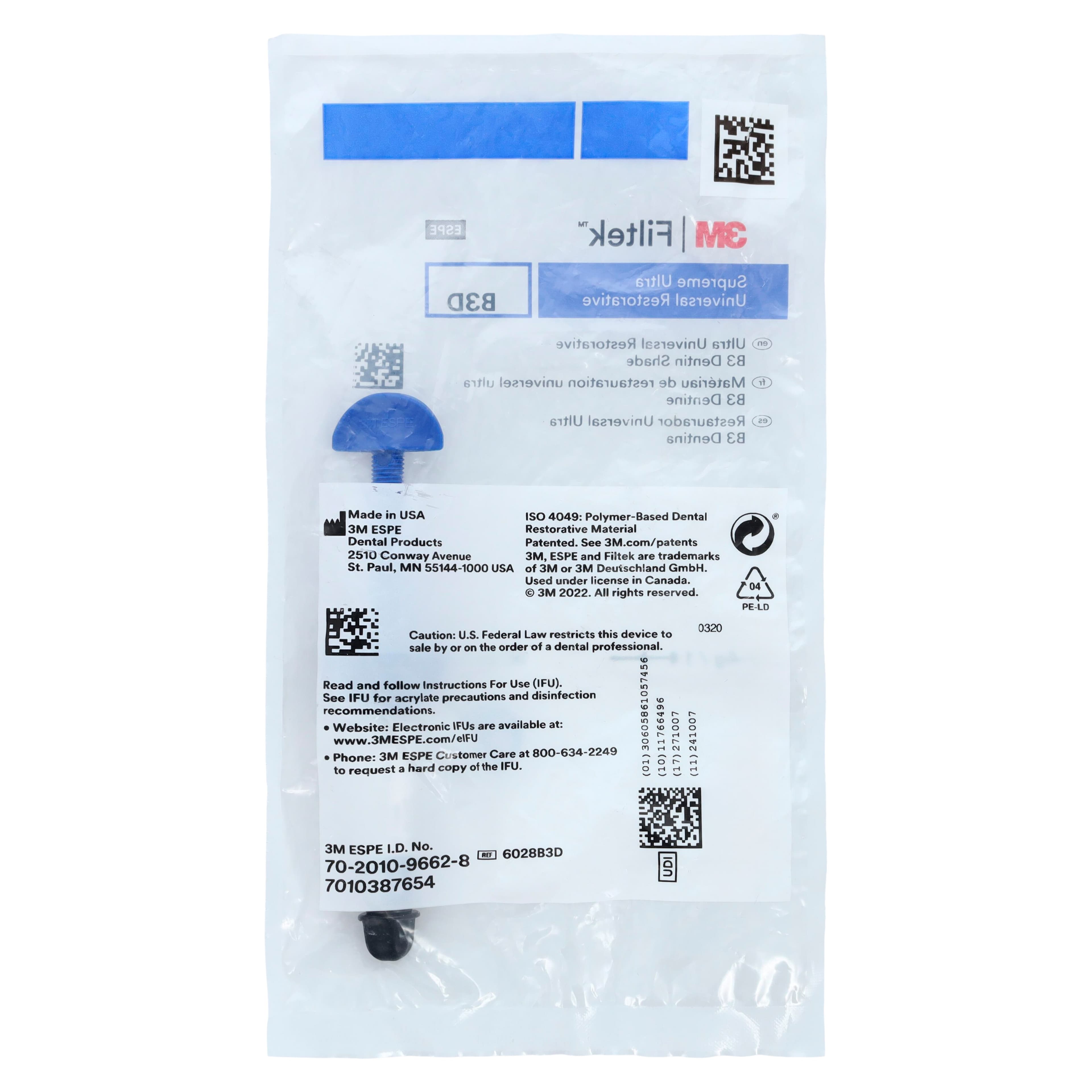 3M Filtek Supreme Ultra Universal Composite Restorative Syringe Refill, 4g, Dentin Shade B3D, 6028B3D thumbnail 4