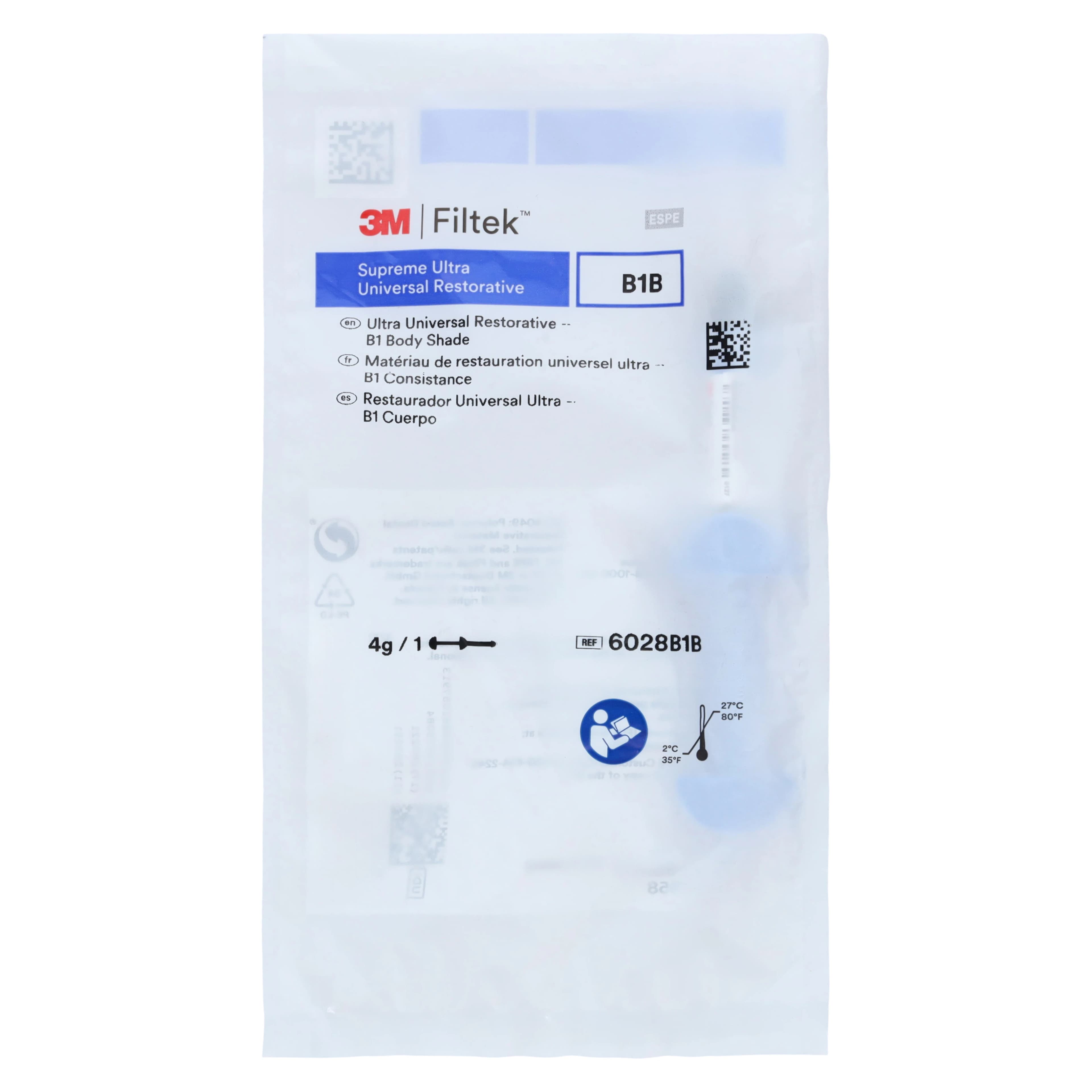 3M Filtek Supreme Ultra Universal Restorative, B1 Body Shade, 4g Syringe Refill, 6028B1B thumbnail 3