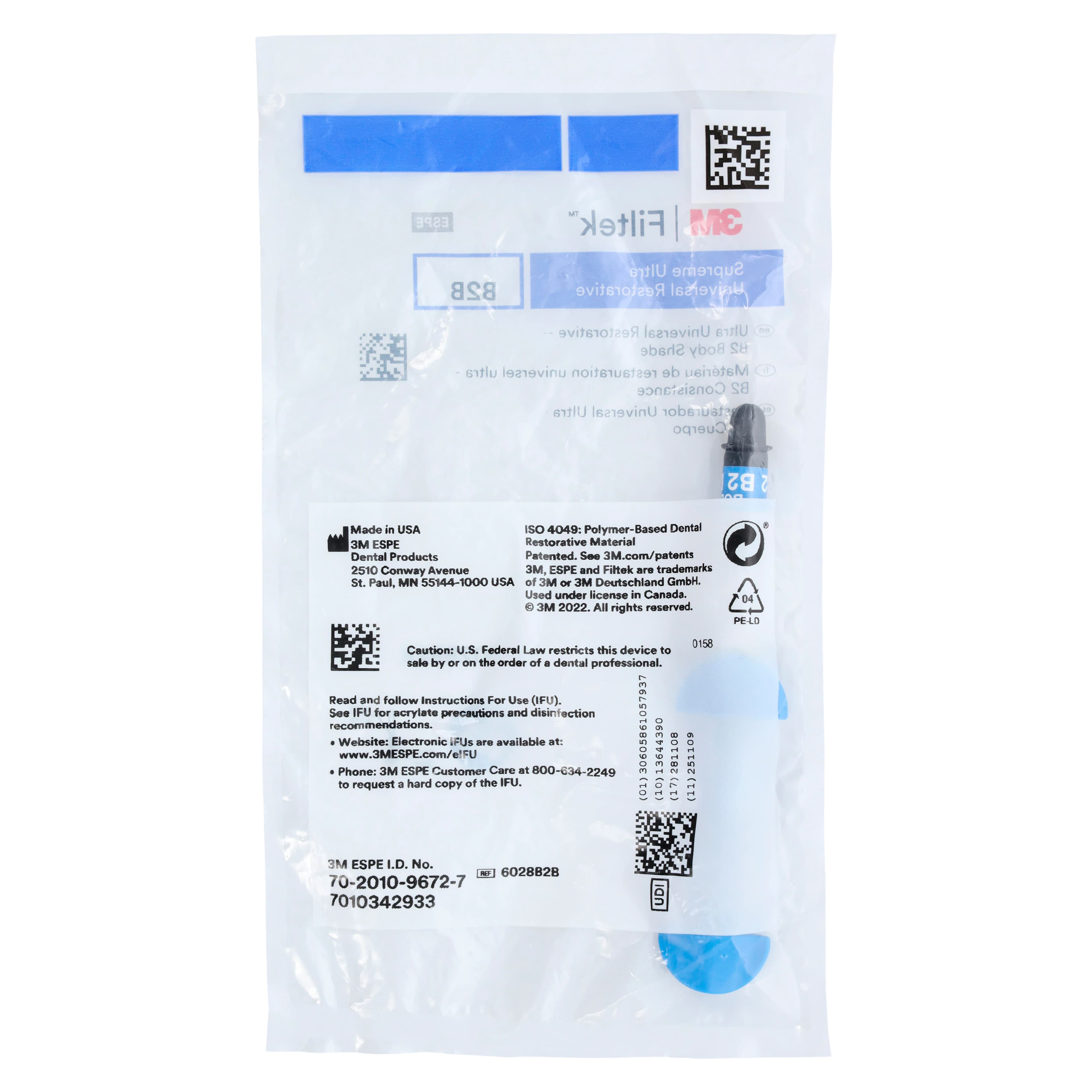 3M Filtek Supreme Ultra Universal Composite Restorative, Body Shade B2B, 4g Syringe Refill, 6028B2B thumbnail 4