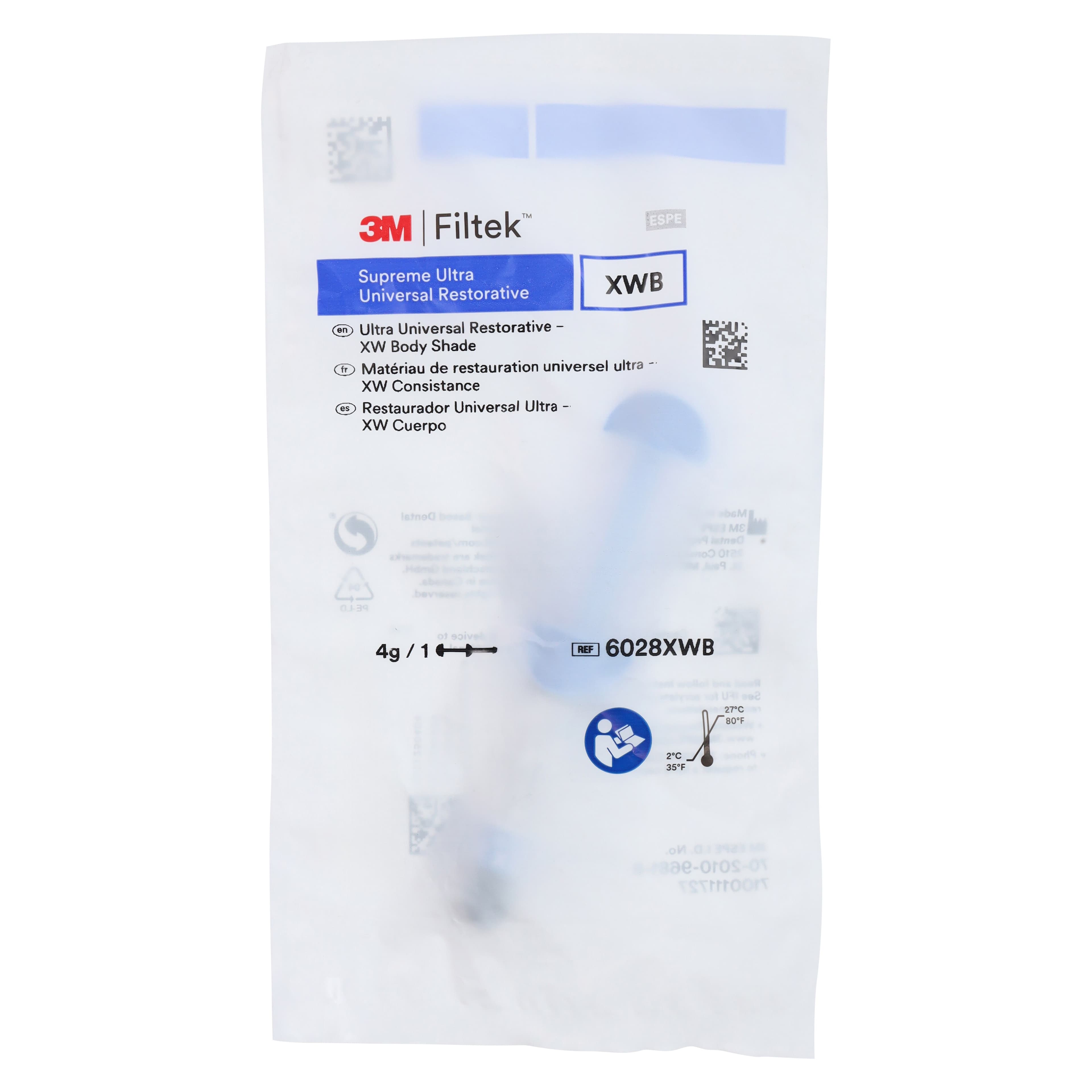3M Filtek Supreme Ultra Universal Composite Restorative, Extra White Body (XWB), 4g Syringe Refill, 6028XWB thumbnail 3