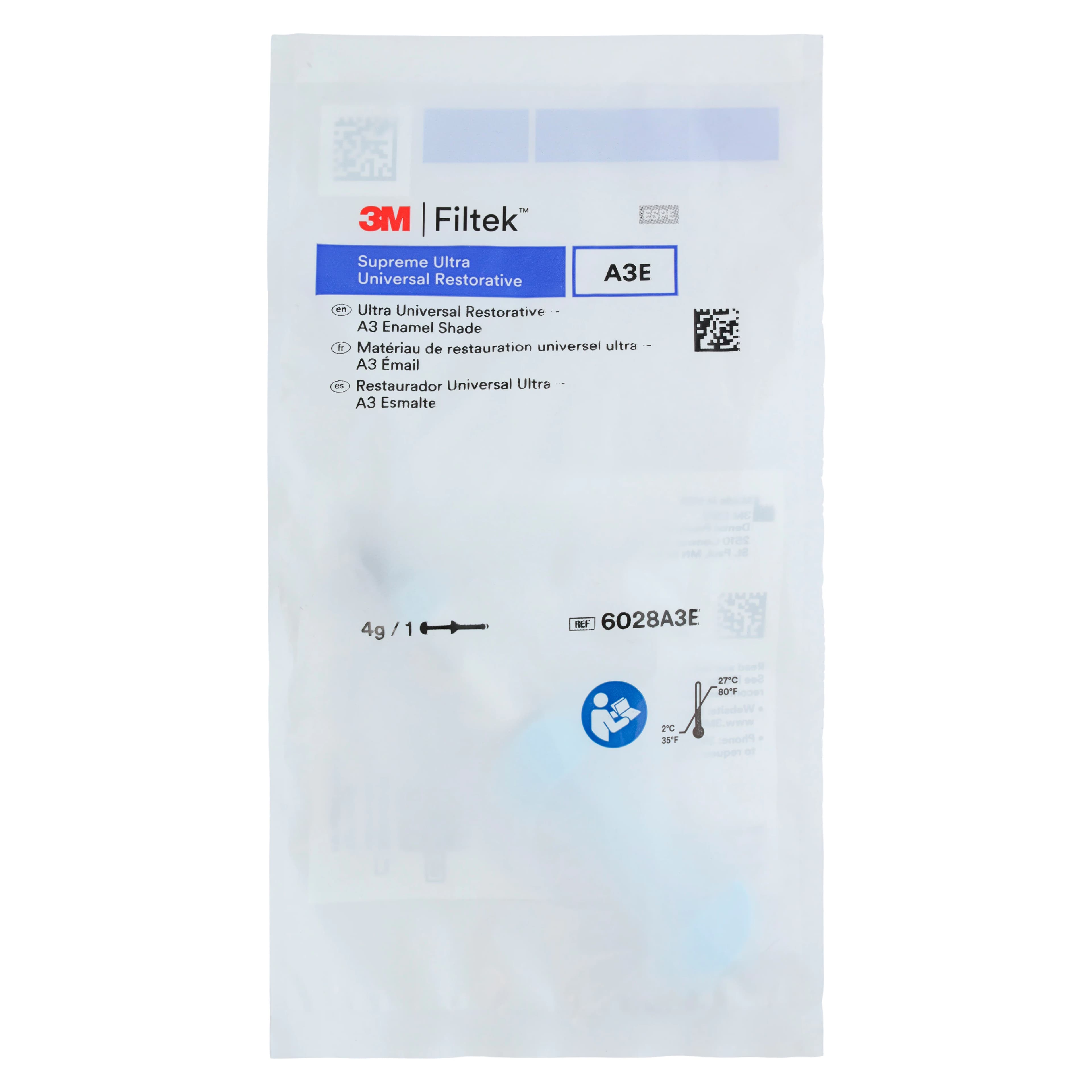 3M Filtek Supreme Ultra Universal Restorative Syringe Refill, 4g, Enamel Shade A3E, 6028A3E thumbnail 3